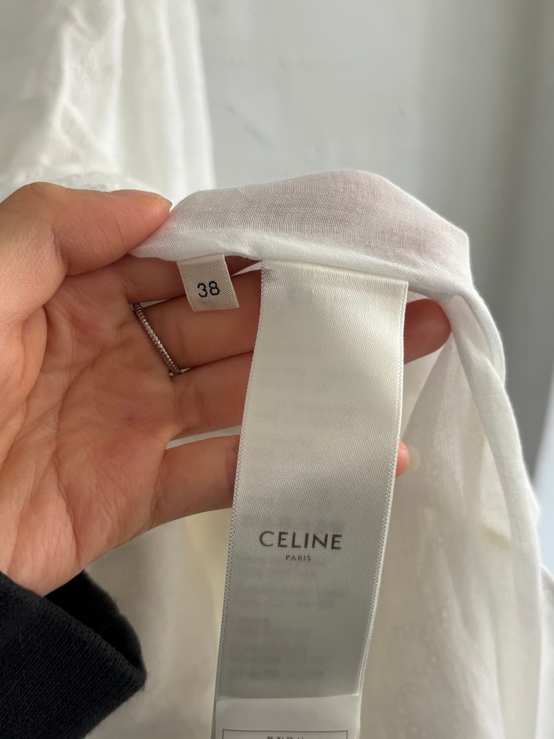 CELINE 셀린느 화이트 펀칭 자수 롱슬리브 코튼 드레스 상품이미지9