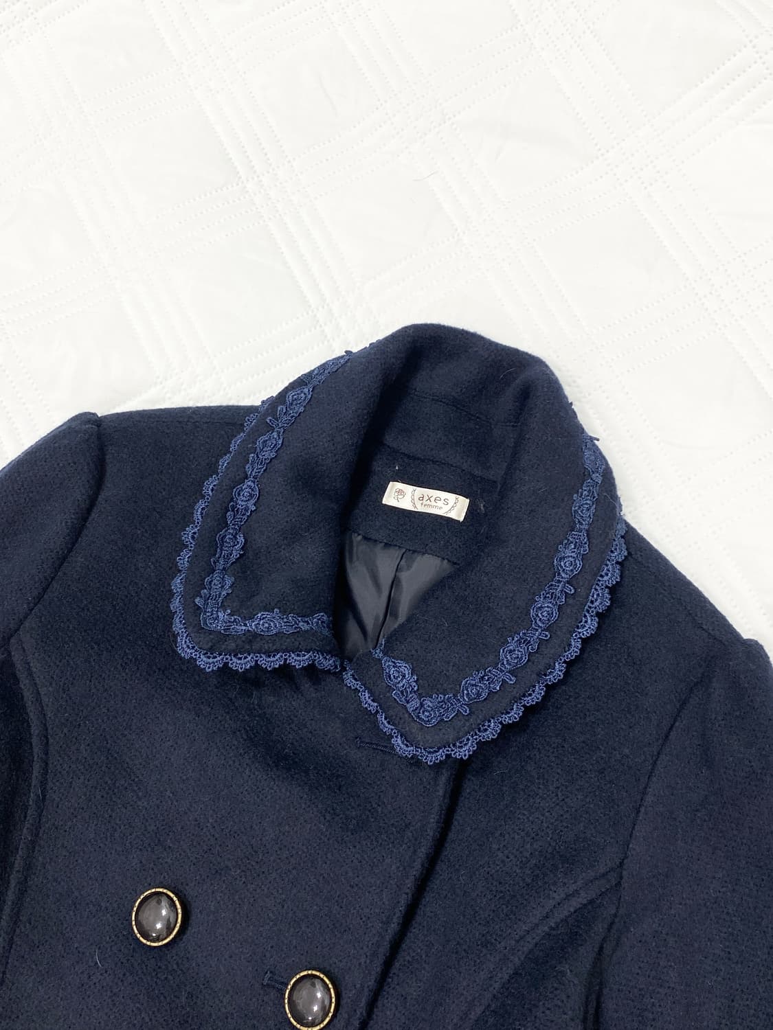 ꒰ঌ 엑시즈팜 크로셰 네이비 코트໒꒱ 상품이미지4