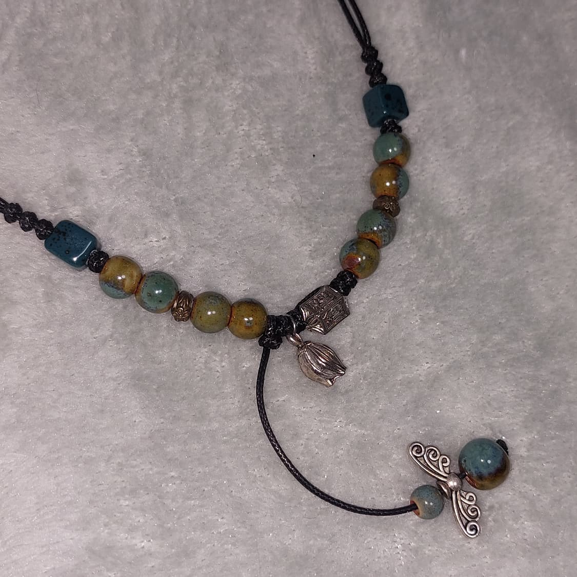 모리걸 히피 오리엔탈 보헤미안 초록 청록 비즈 매듭 목걸이 상품이미지2