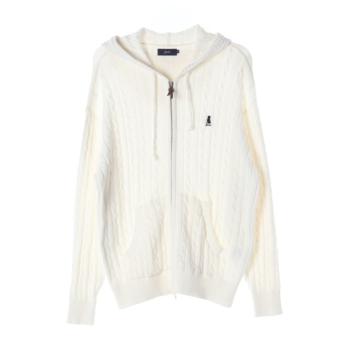 YALE 케이블 니트 후드 집업 아이보리 M 상품이미지1