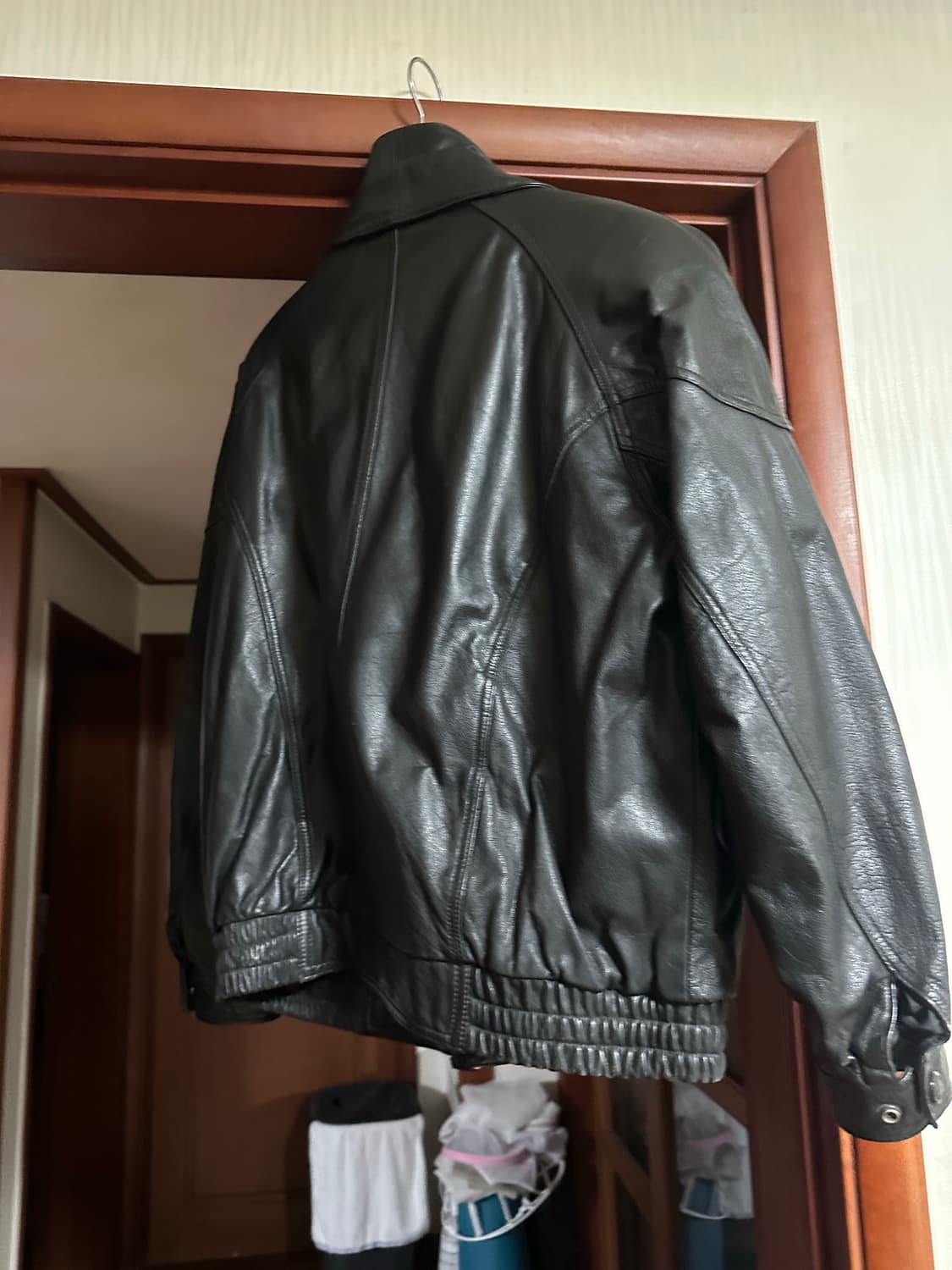 빈티지 소가죽 더블 카라 블루종 블랙 XL 사이즈 상품이미지4