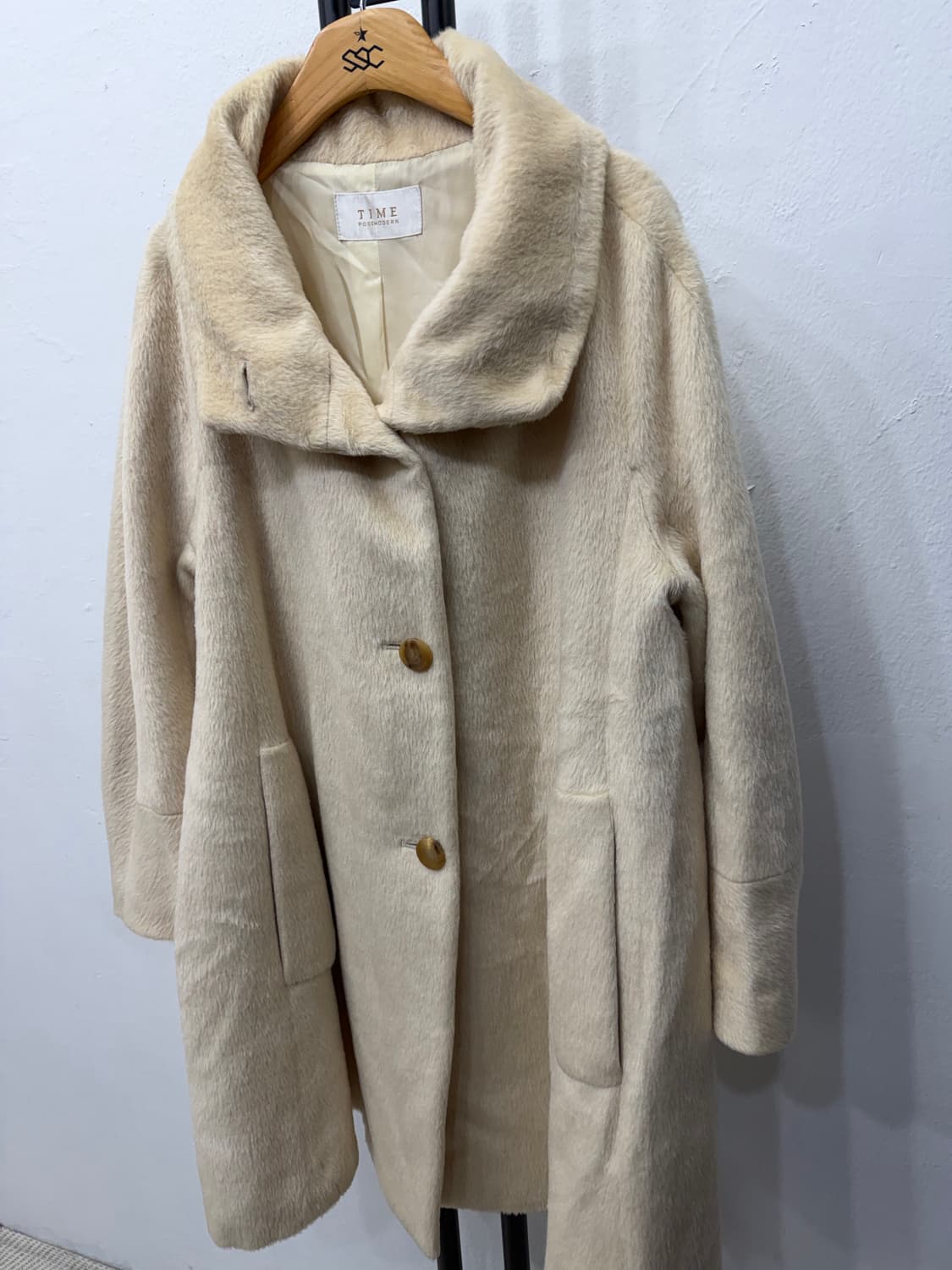 정품) 타임 루즈핏 양모 코트 아이보리 82 상품이미지3