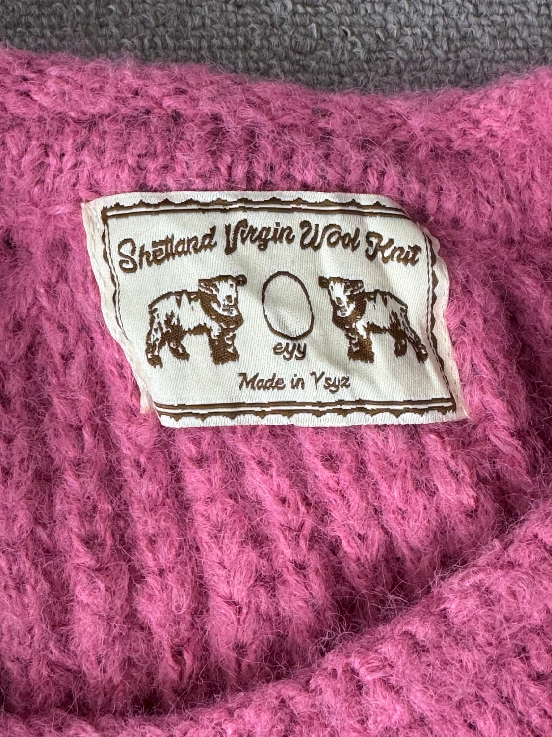 셔틀랜드 버진 울 핑크 피셔맨 니트 상품이미지4