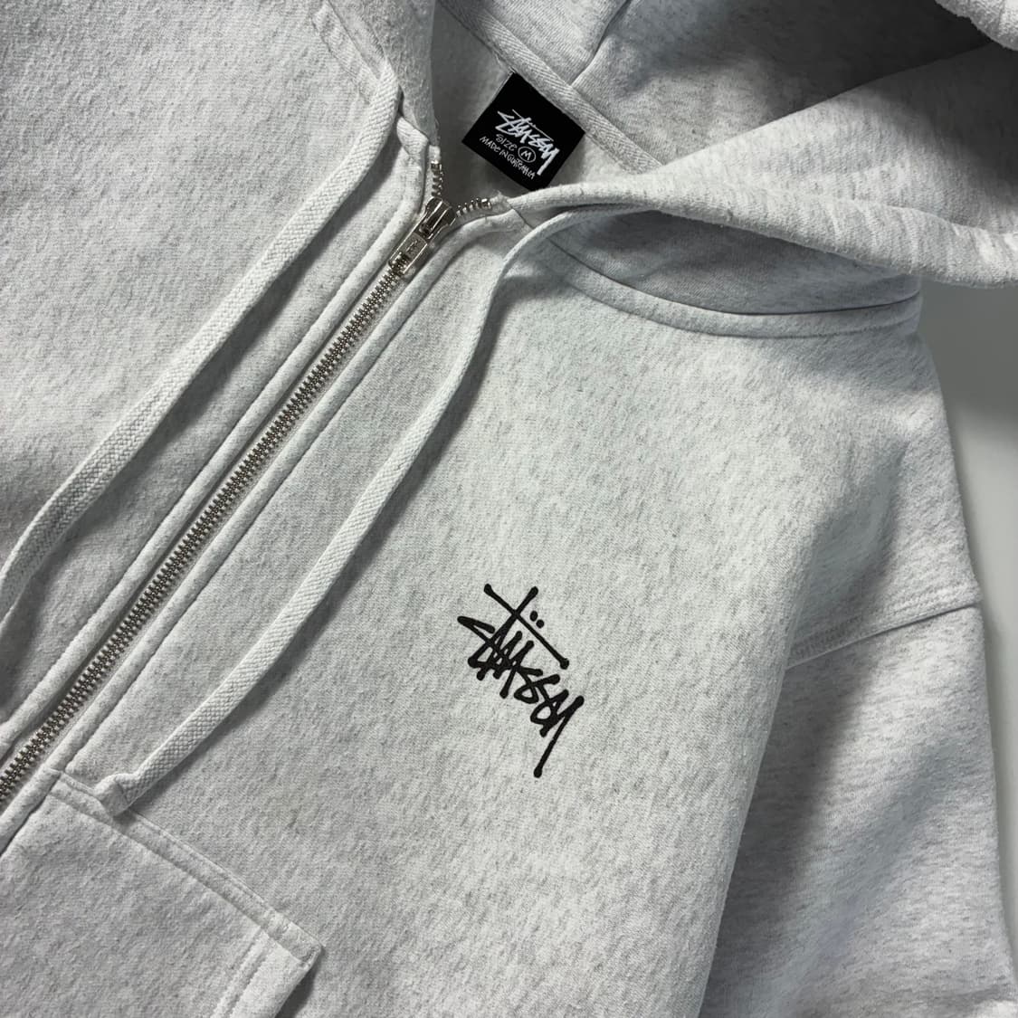 Stussy  스투시 베이직 스탁로고 그레이 후드집업 상품이미지4