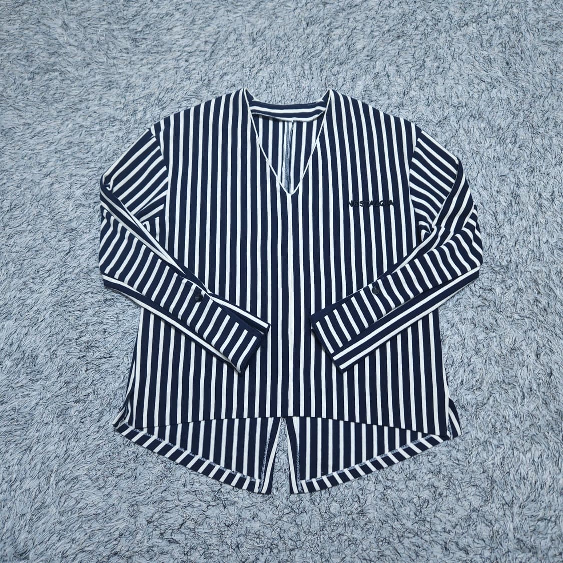 시스템) Free 여자 스트라이프 브이넥티셔츠 / 왕눈이샵 상품이미지1