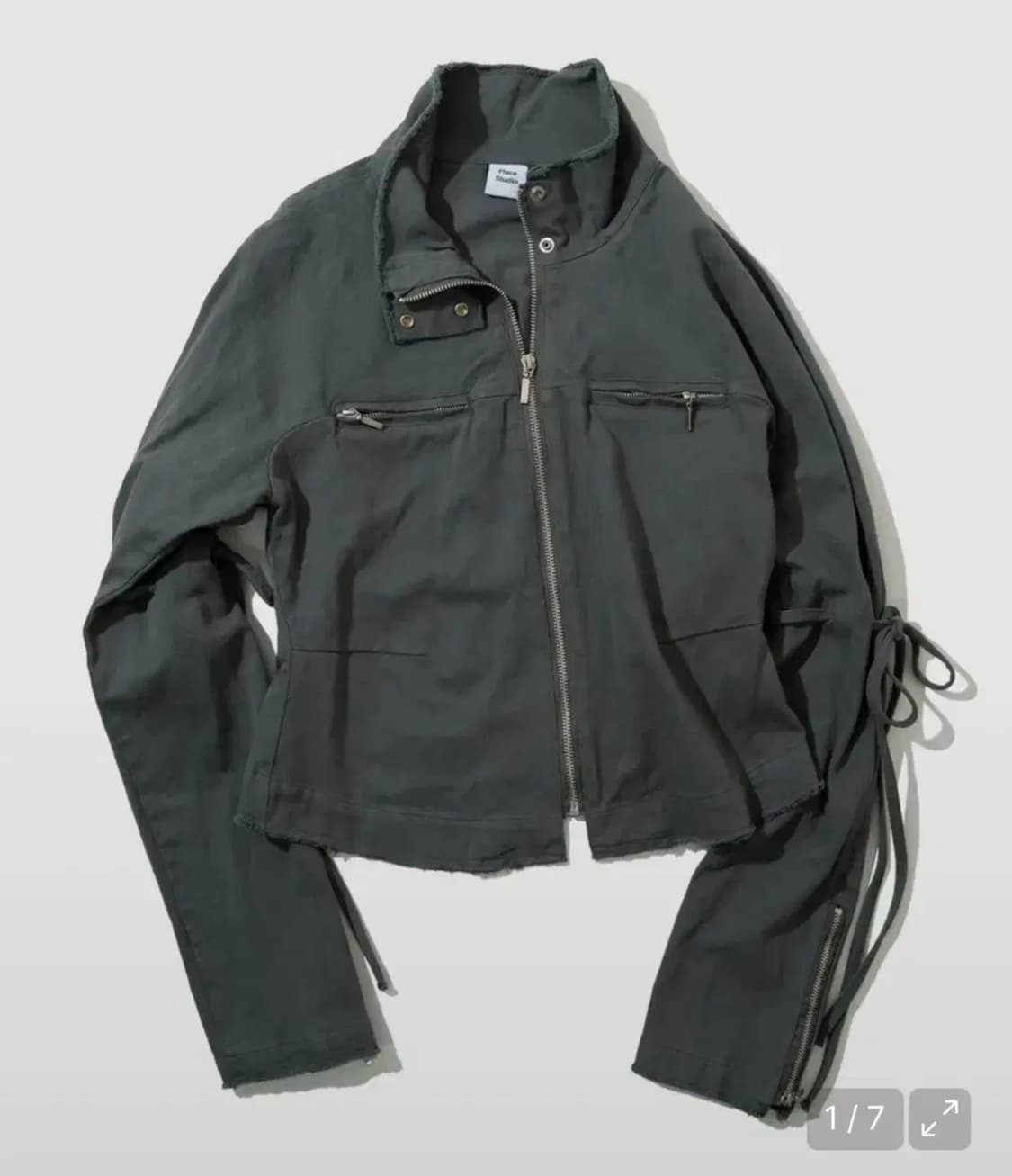 플레이스스튜디오 데미지 빈티지 워싱 스트릿 라인 코튼 집업 자켓 차콜 상품이미지1