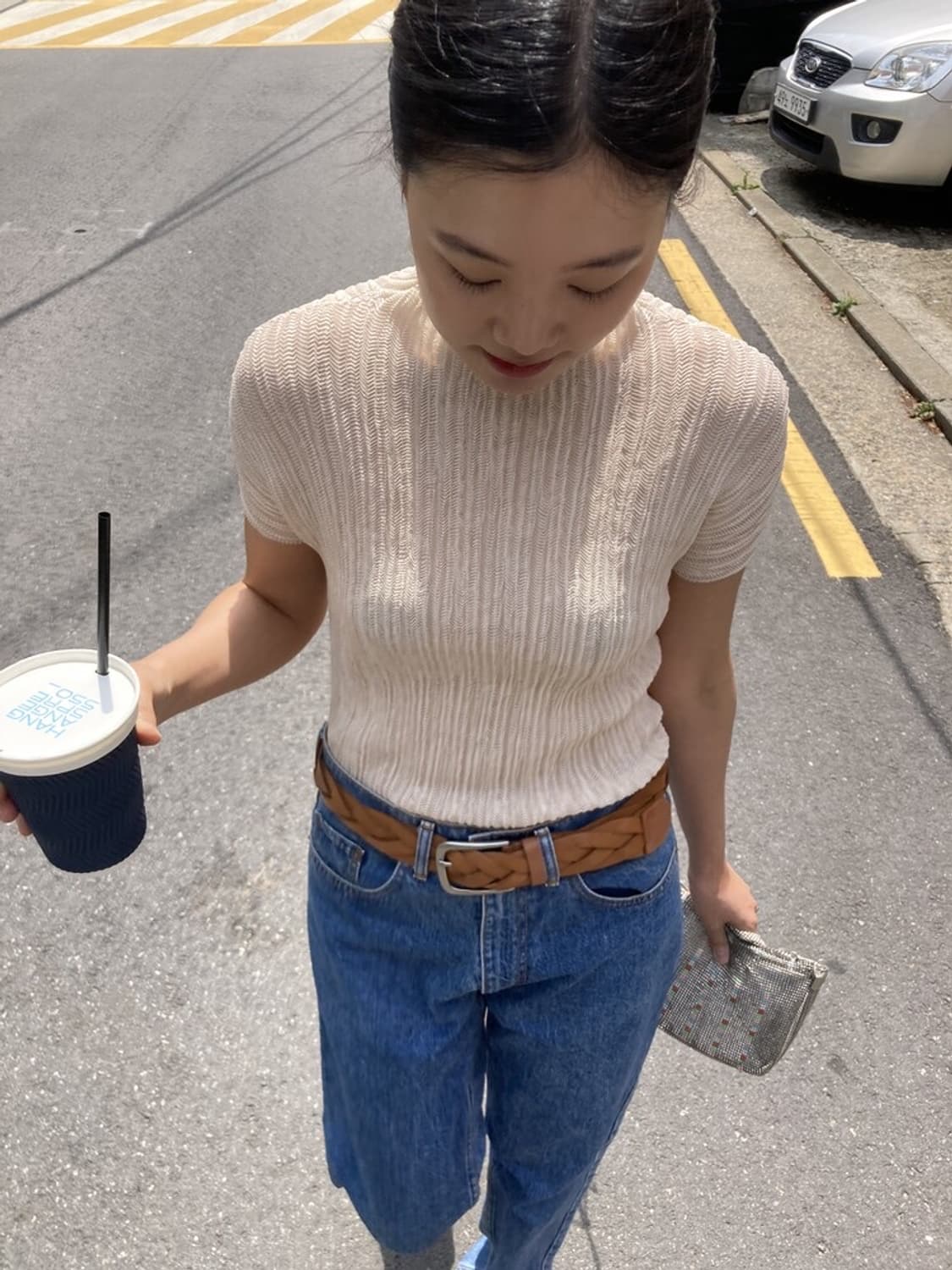 플리츠 탑 Pleats beige top 상품이미지5