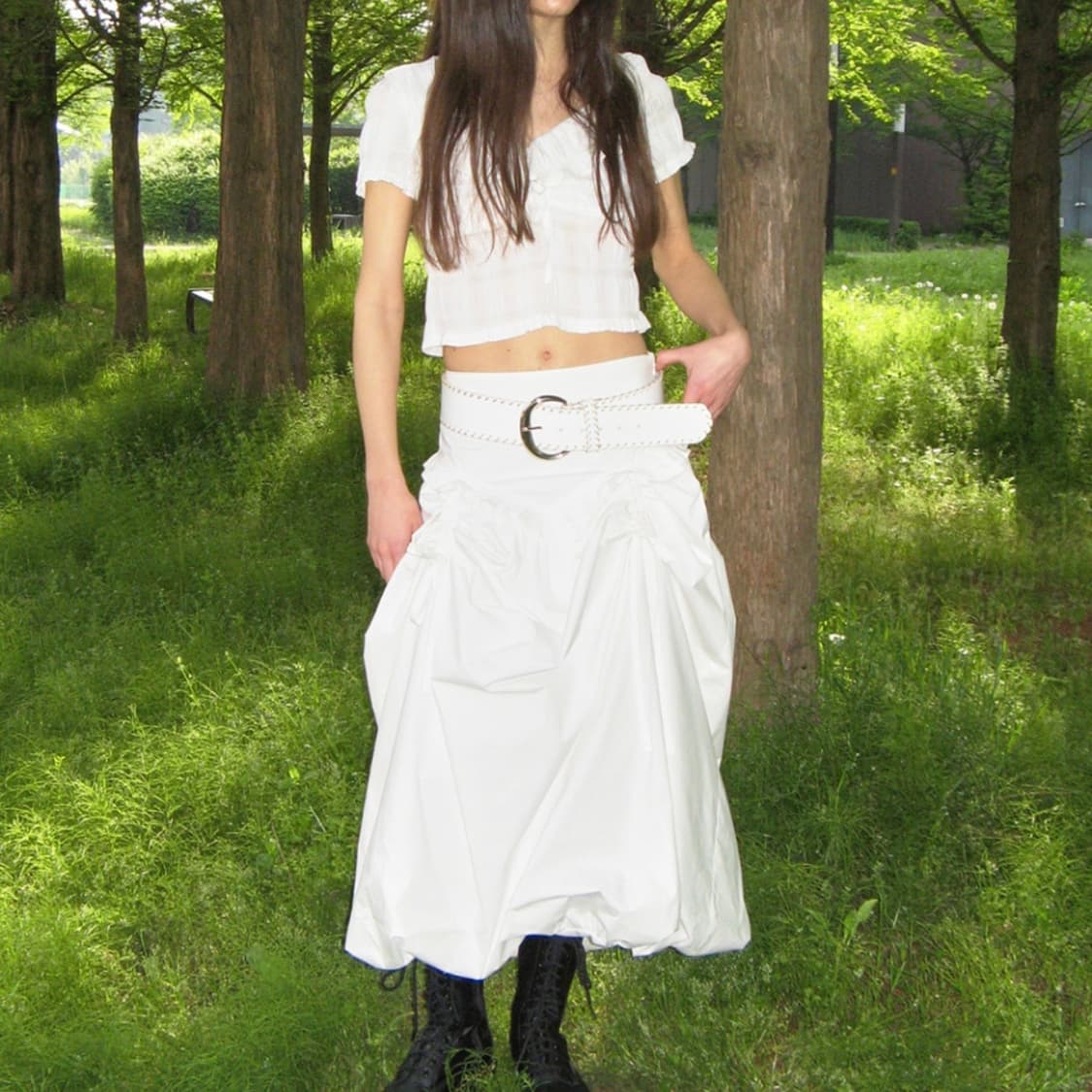 밀로우먼 벌룬 셔링 스커트 (화이트) 상품이미지2