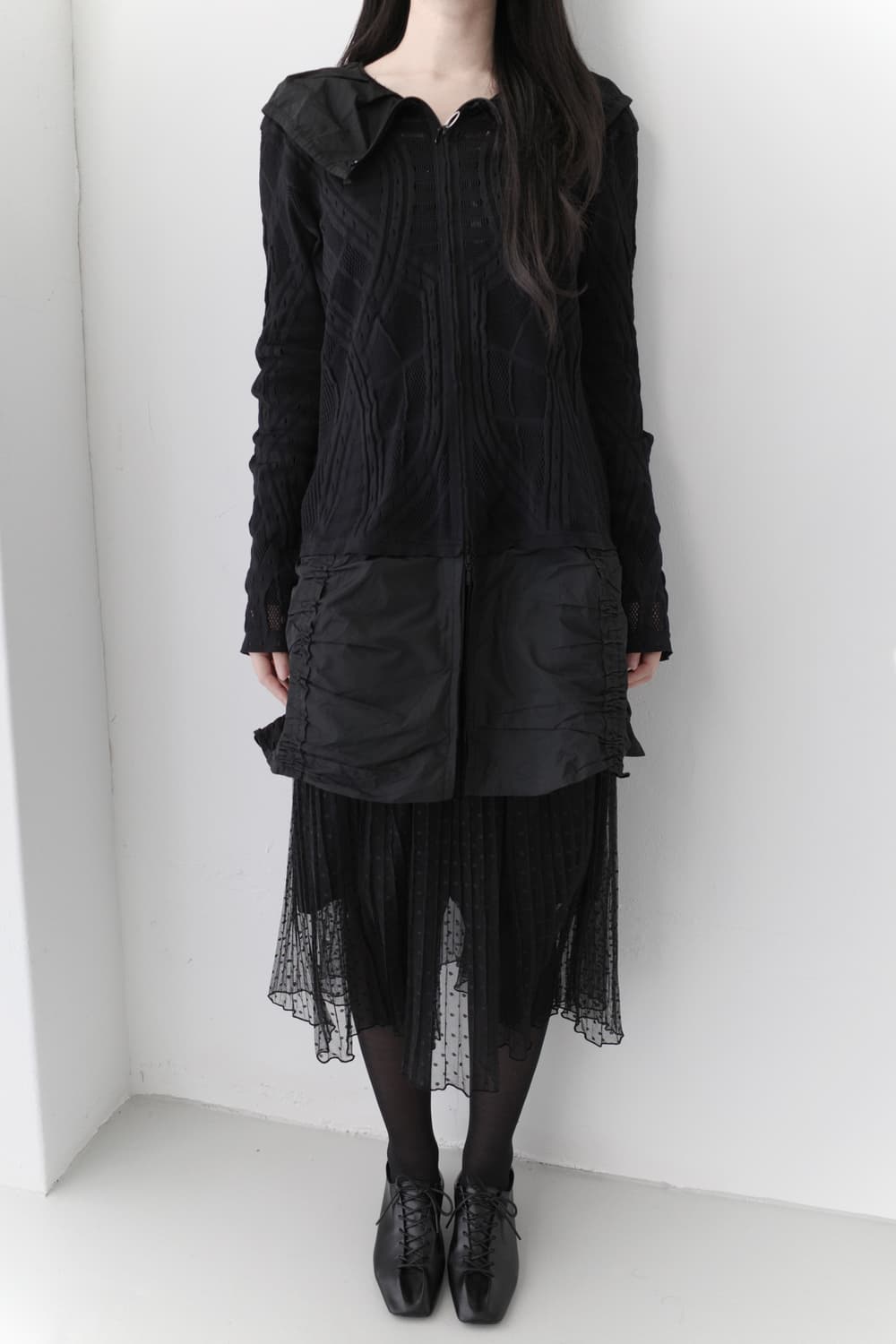 hiroko koshino) collar pattern zip-up 상품이미지5