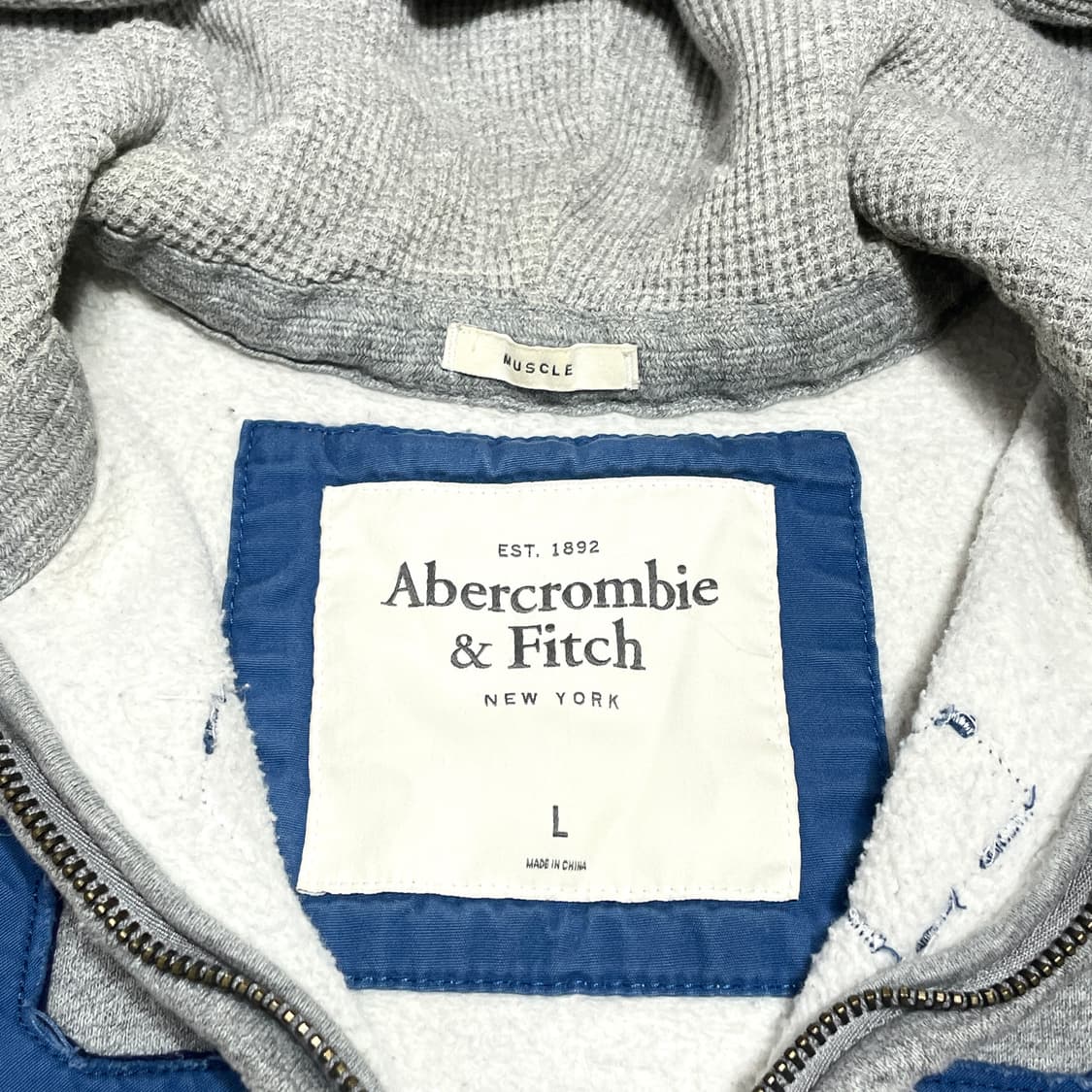 아베크롬비 92로고 그레이 기모 후드집업 남성L 상품이미지4