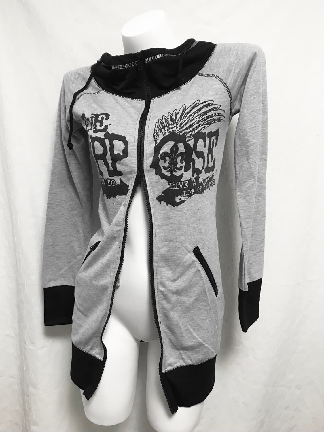 빈티지 d.i.a깔 갸루 펑크 날개 프린팅 후드 원피스 집업 상품이미지5