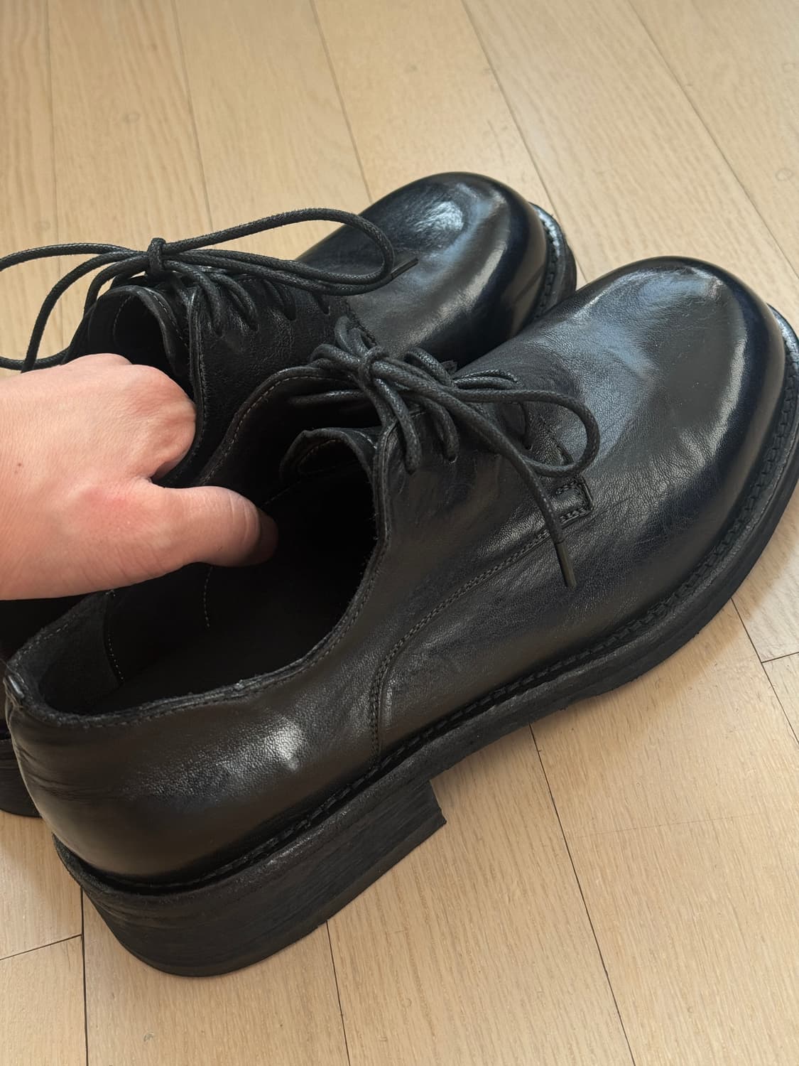 위더로드 / 헨리 홀스레더 4홀 더비슈즈 블랙 워싱 / 280 상품이미지5