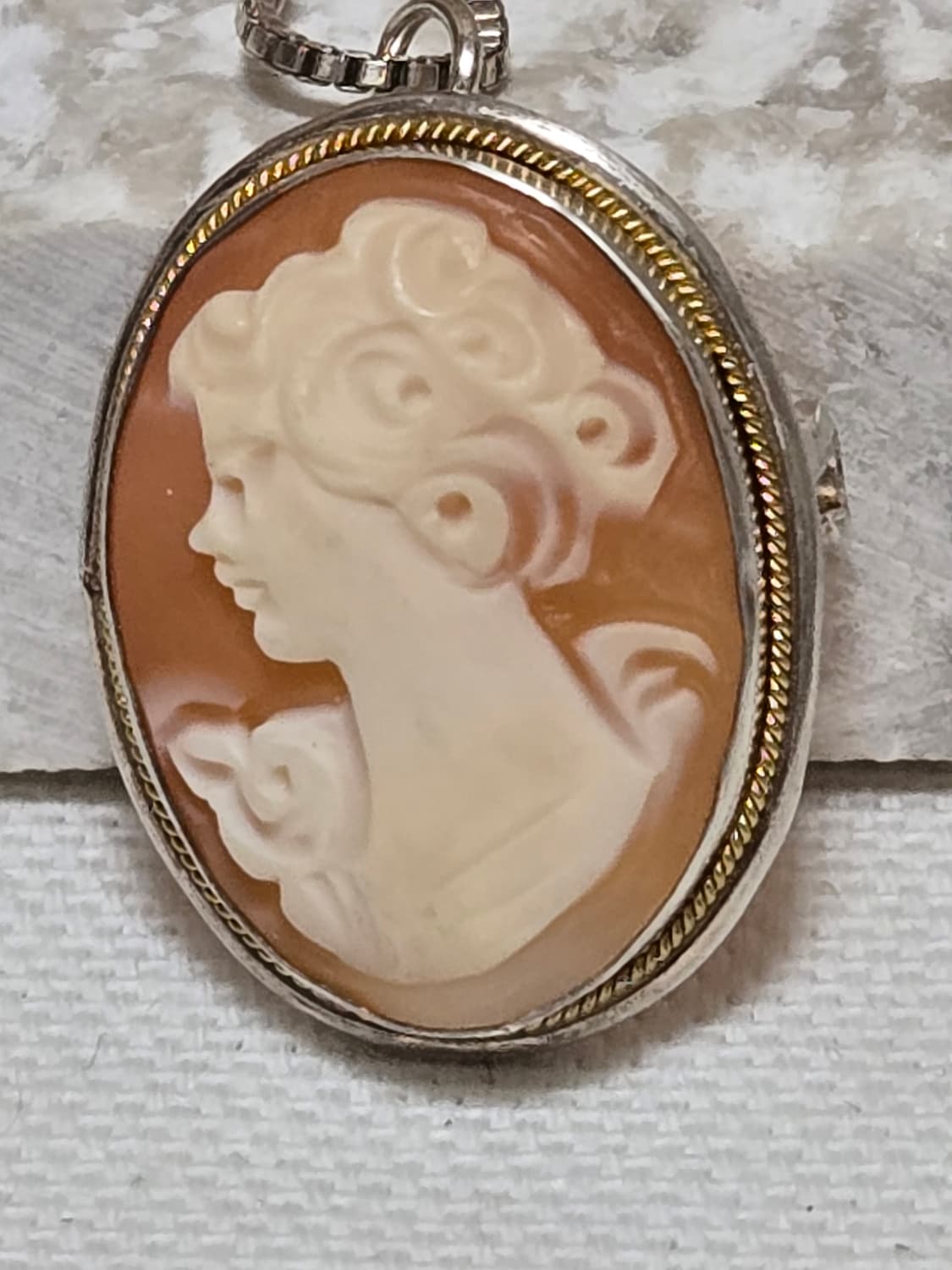 Vintage Shell Cameo Pendant Necklace 925 상품이미지1