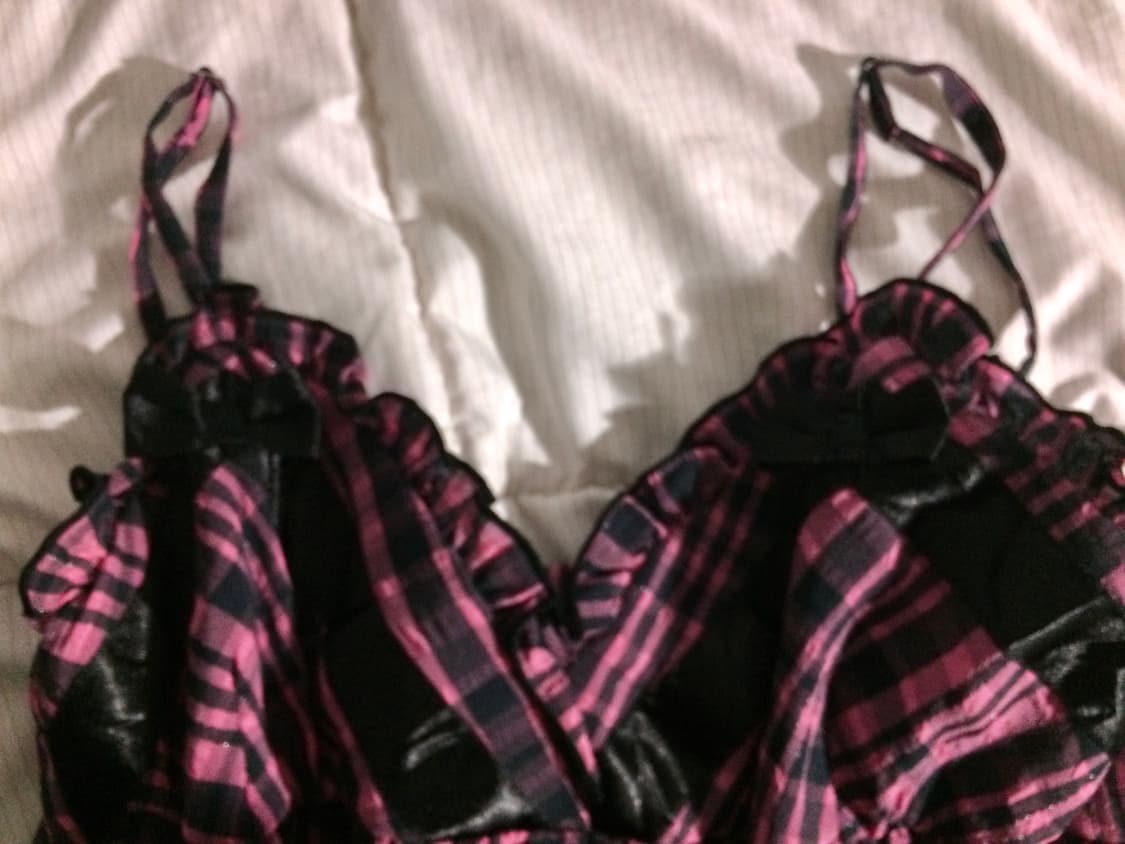 희귀매물 빈티지 고전 트랄랄라 캐캐체깔 왕리본 체크 슬립 원피스 히메갸루 상품이미지3