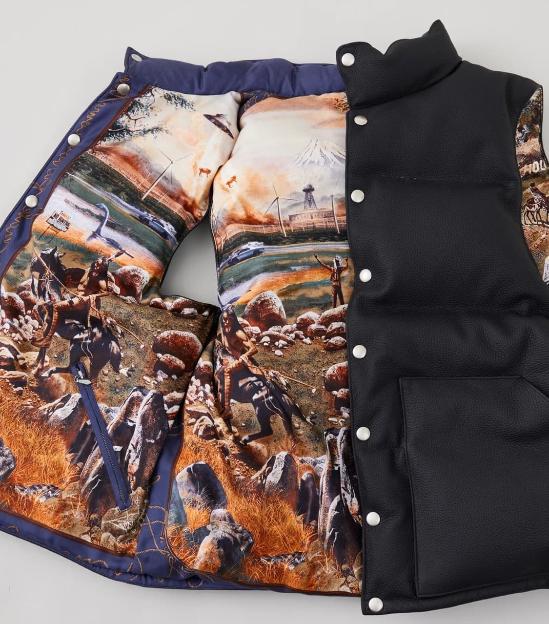 NICENESS GASTON 피나클 레더 리버시블 다운 베스트 L 상품이미지4