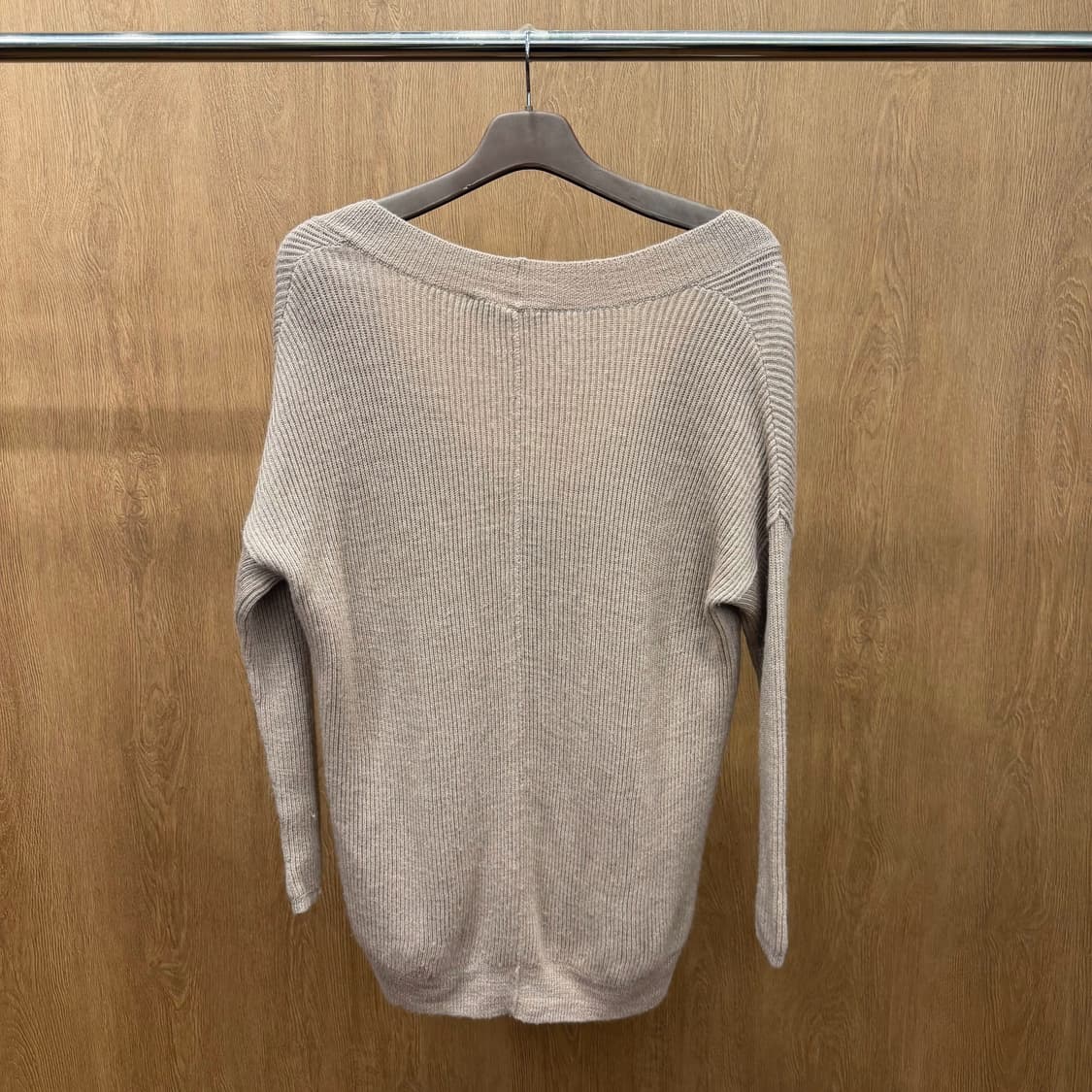 스텔라 매카트니 브이넥 골지 니트 드롭 숄더 디테일 루즈핏 핑크 베이지 상품이미지3