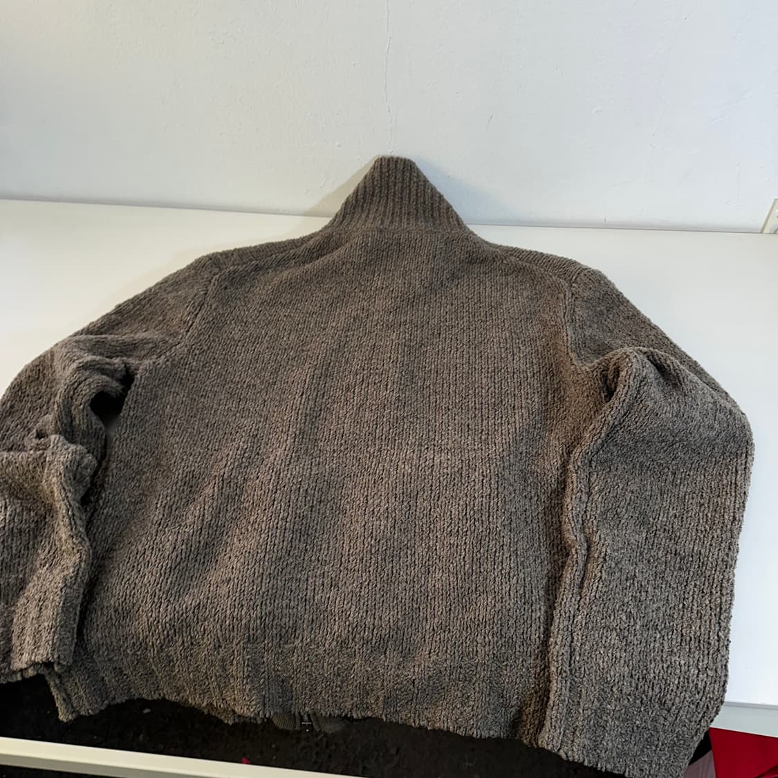 M 수아레 스모크카키 타월 니트집업 상품이미지5