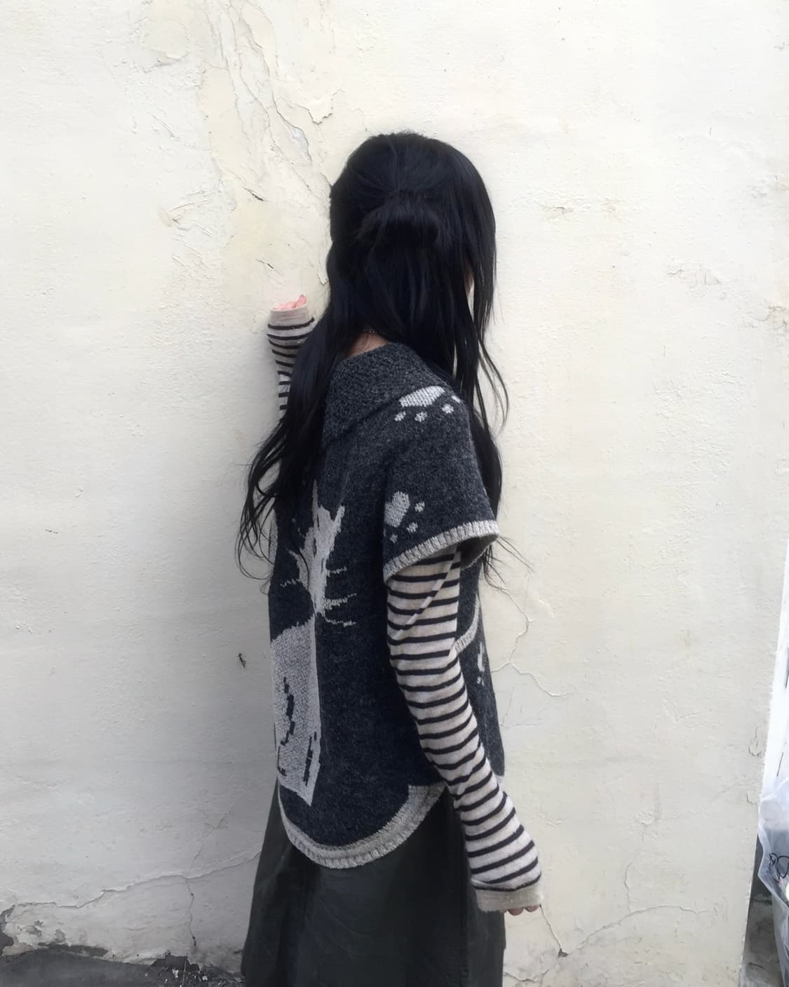 빈티지 고양이 니트 코디세트 상품이미지5