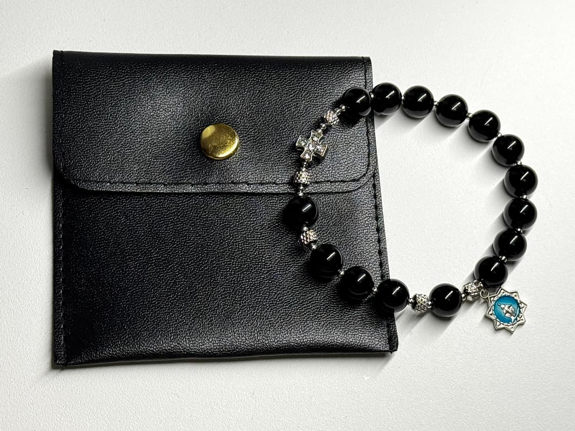 (핸드메이드) 천연석 오닉스 아더 포인트 묵주 팔찌 상품이미지3