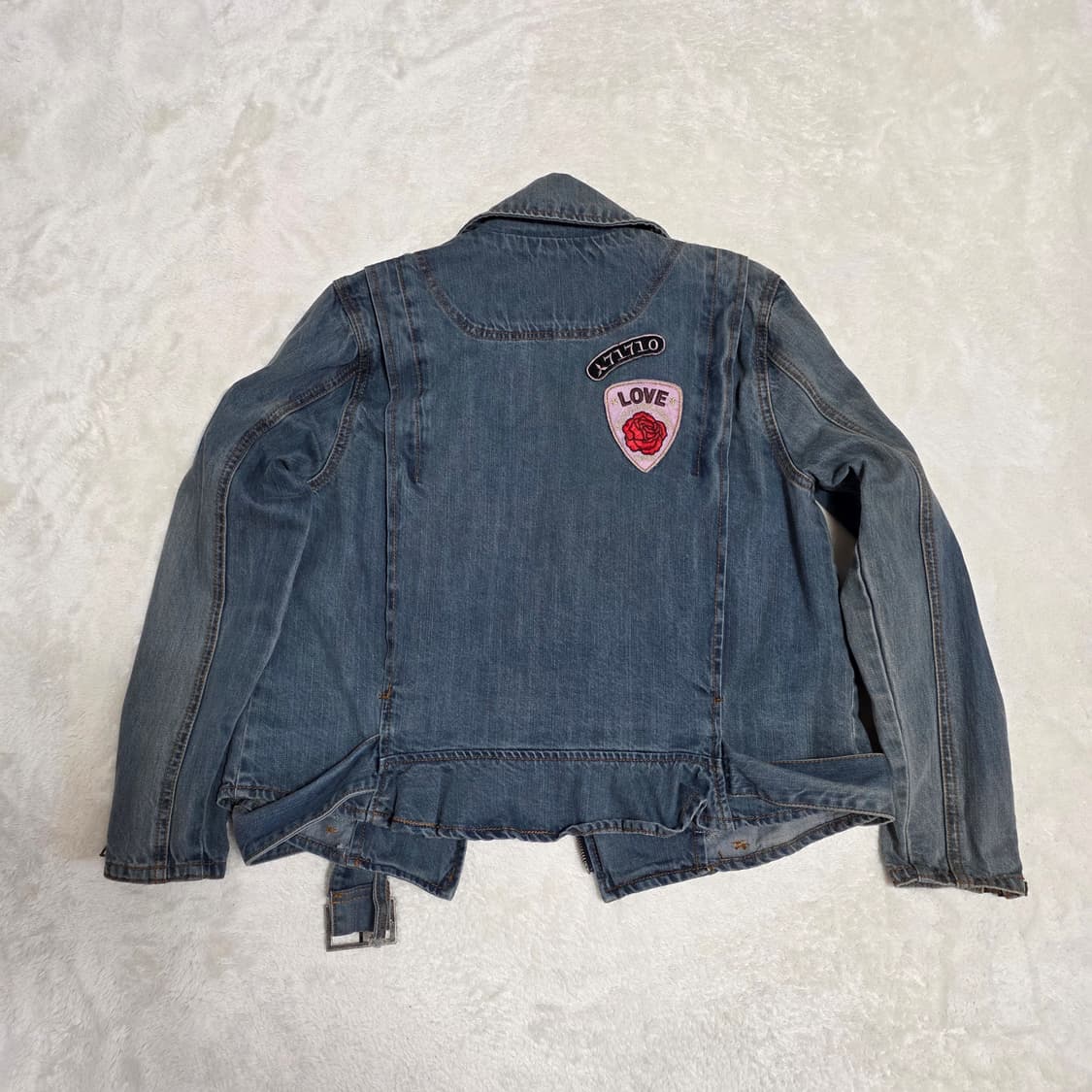 (XS)여성 르샵 빈티지 패치 데님 라이더 자켓 상품이미지3