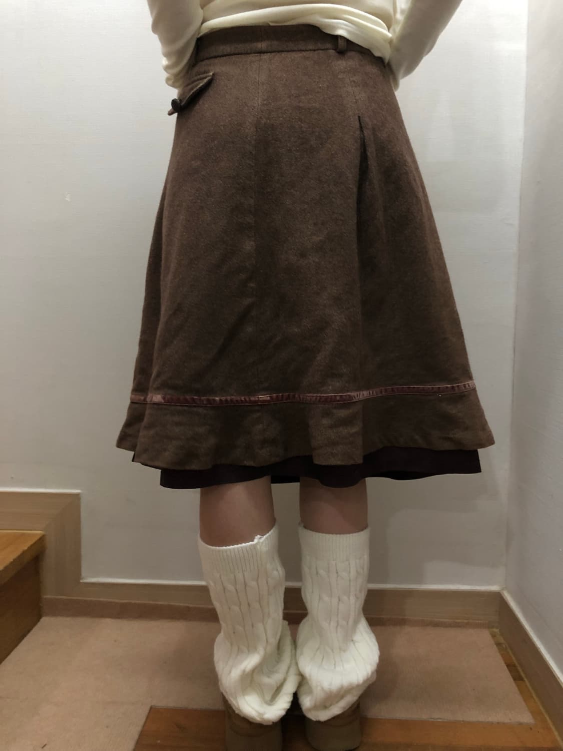 빈티지 브라운 울 포켓 미디 스커트 상품이미지10