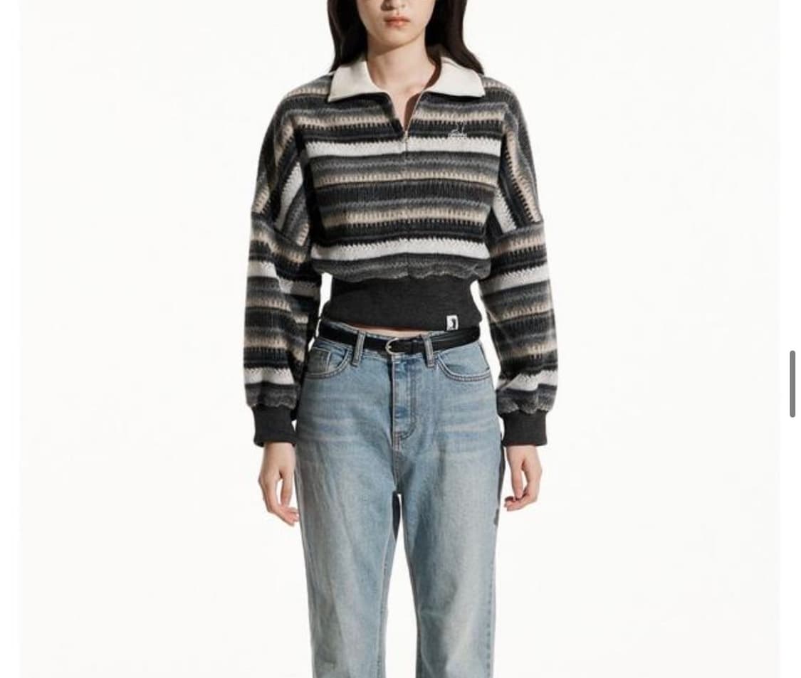 코케트 스트라이프 하프 집업 니트 스탠다드 상품이미지4