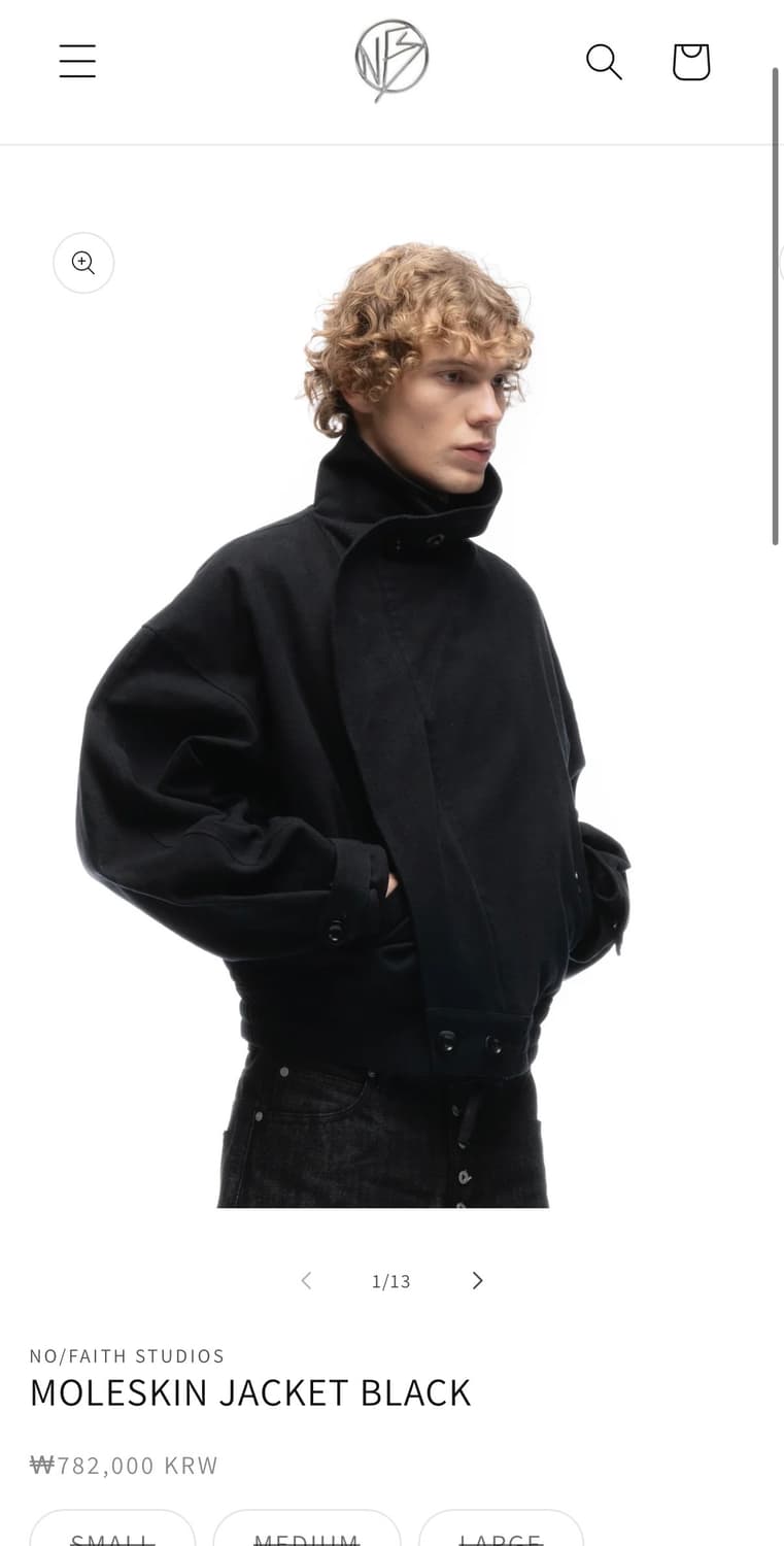 NO/FAITH STUDIOS MOLESKIN JACKET BLACK 상품이미지1