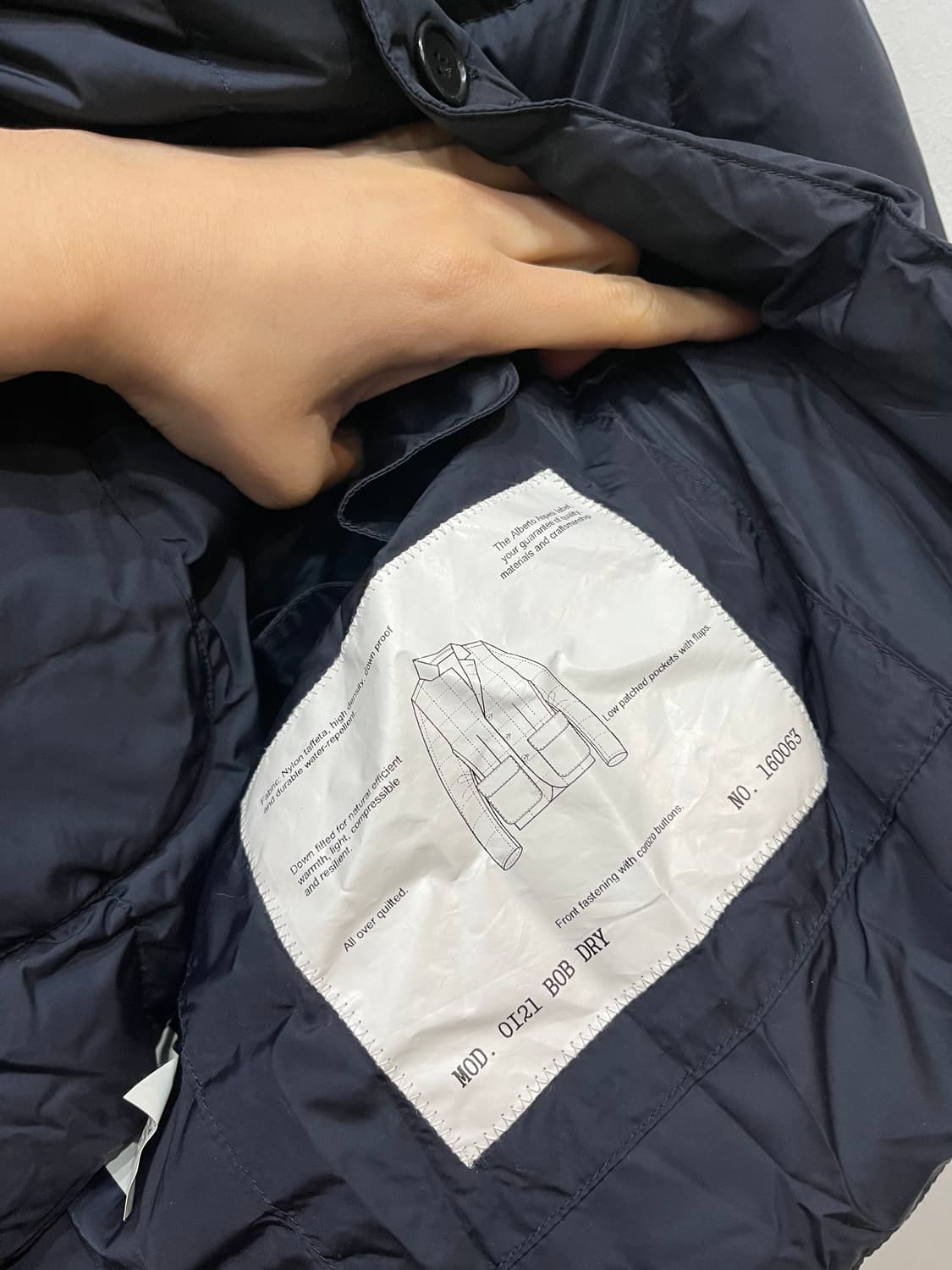 ASPESI 아스페시 구스다운 퀼팅 패딩 네이비 M 상품이미지5