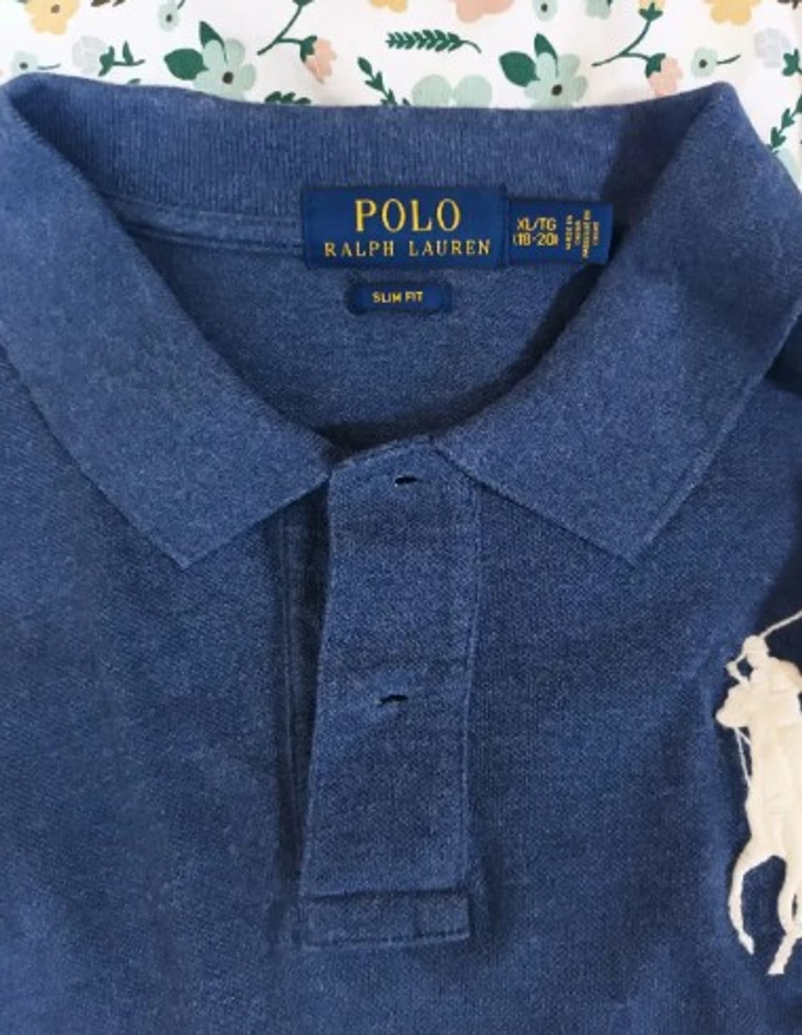 폴로 랄프로렌 보이즈 블루카라긴팔티셔츠 슬림핏 XL/TG (18-20) 상품이미지4