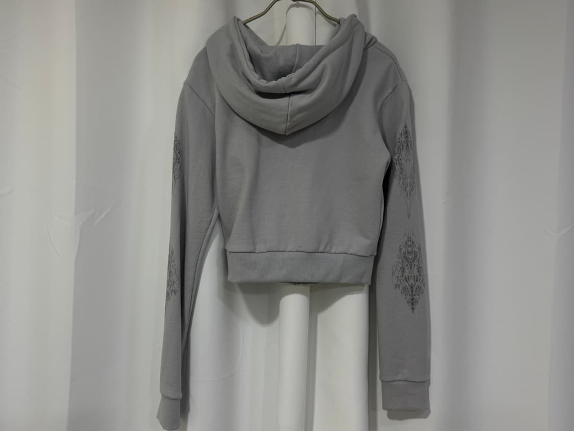 hug your skin 허그유어스킨 스컬리 크롭 후드 집업 그레이 상품이미지2