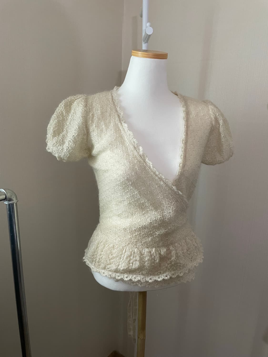 빈티지 발레코어 글리터 랩 니트 탑 상품이미지1