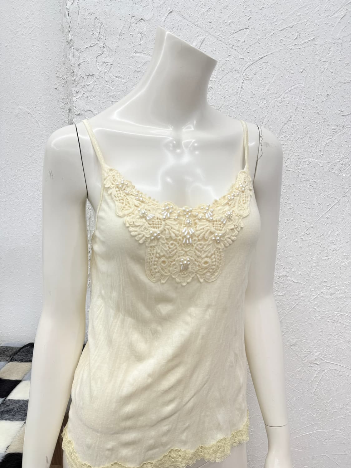 빈티지 Axes Femme 아이보리 비즈 레이스 슬리브리스 상품이미지2