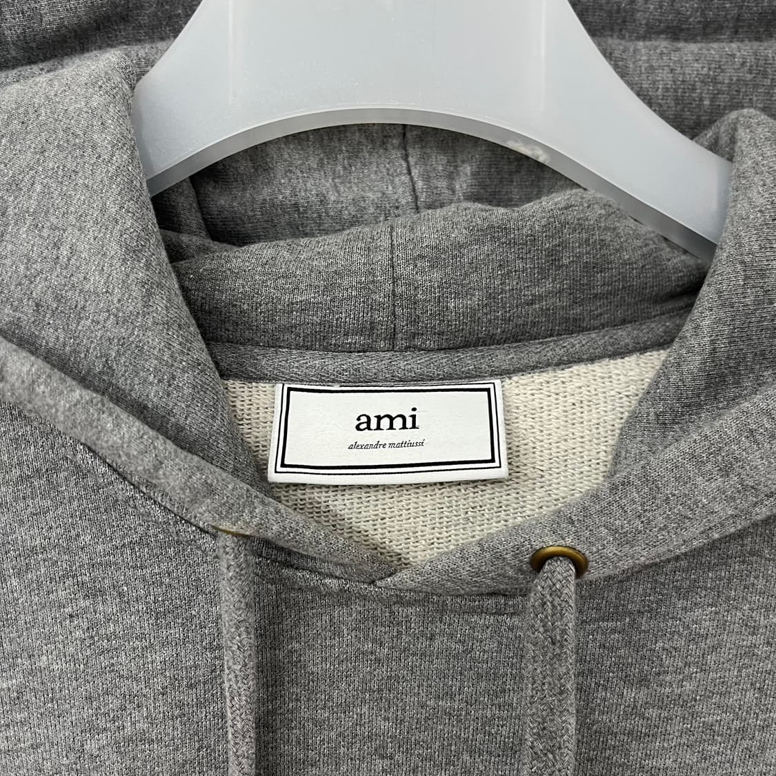 아미 하트 자수로고 헤더 그레이 후드티 상품이미지5