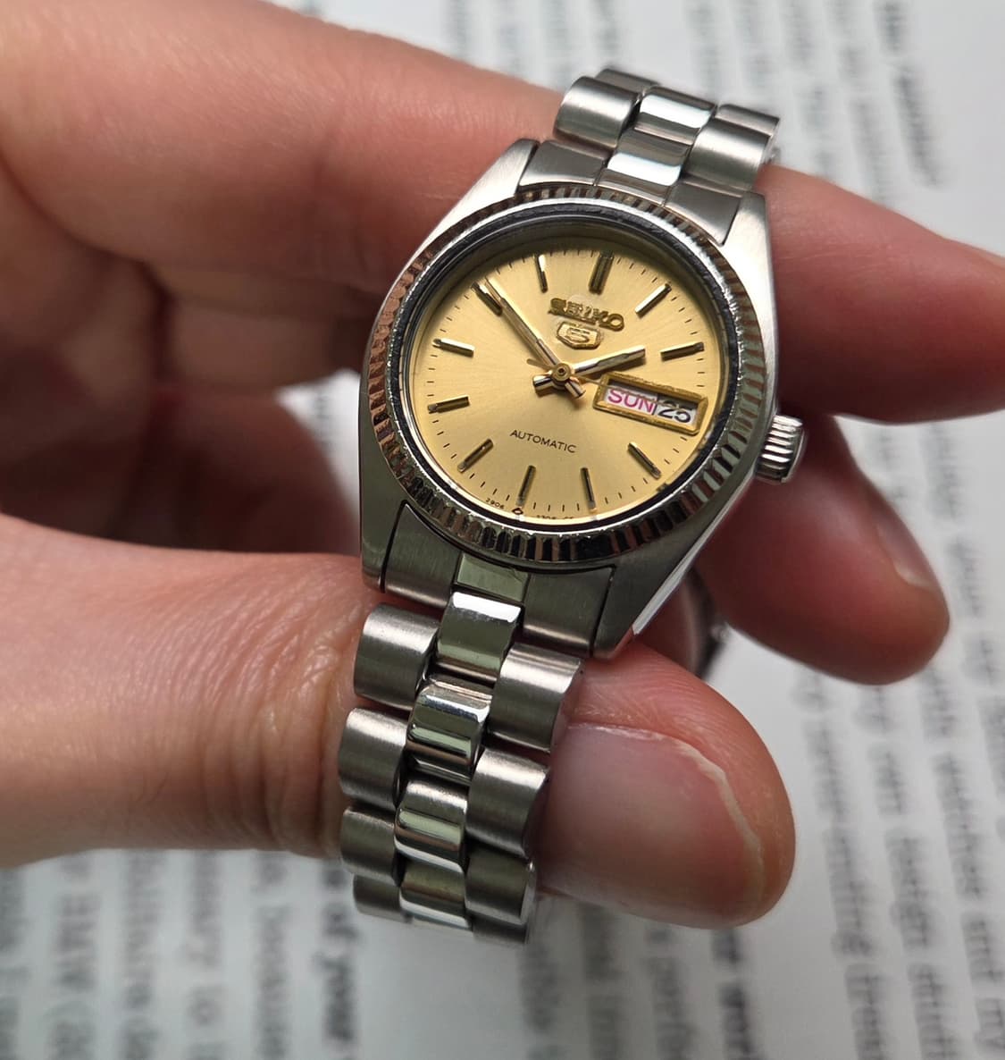 빈티지 세이코 데이데이트 샴골판 플루티드베젤 오토매틱 여성용  상품이미지4