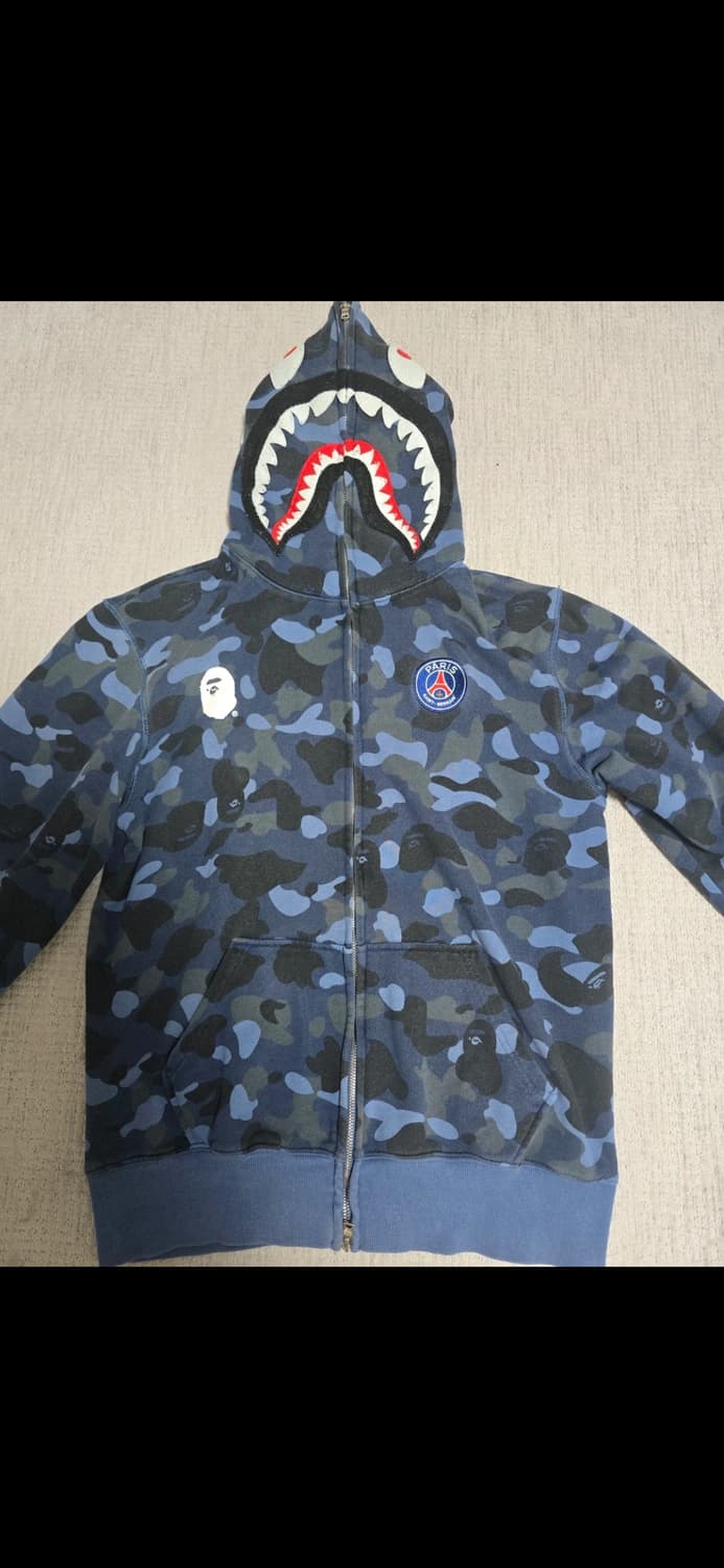 베이프 x PSG 샤크 후드집업 블루 카모 XXL 상품이미지3