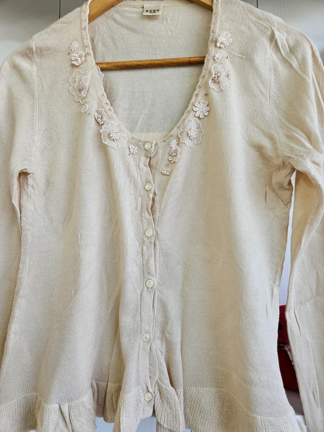 엑시즈팜(axes femme) 플라워 레이스 니트 가디건 상품이미지3