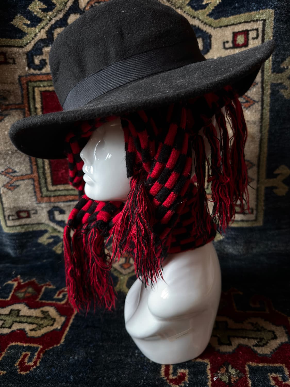 vintage Red Checkerboard knit muffler 상품이미지1