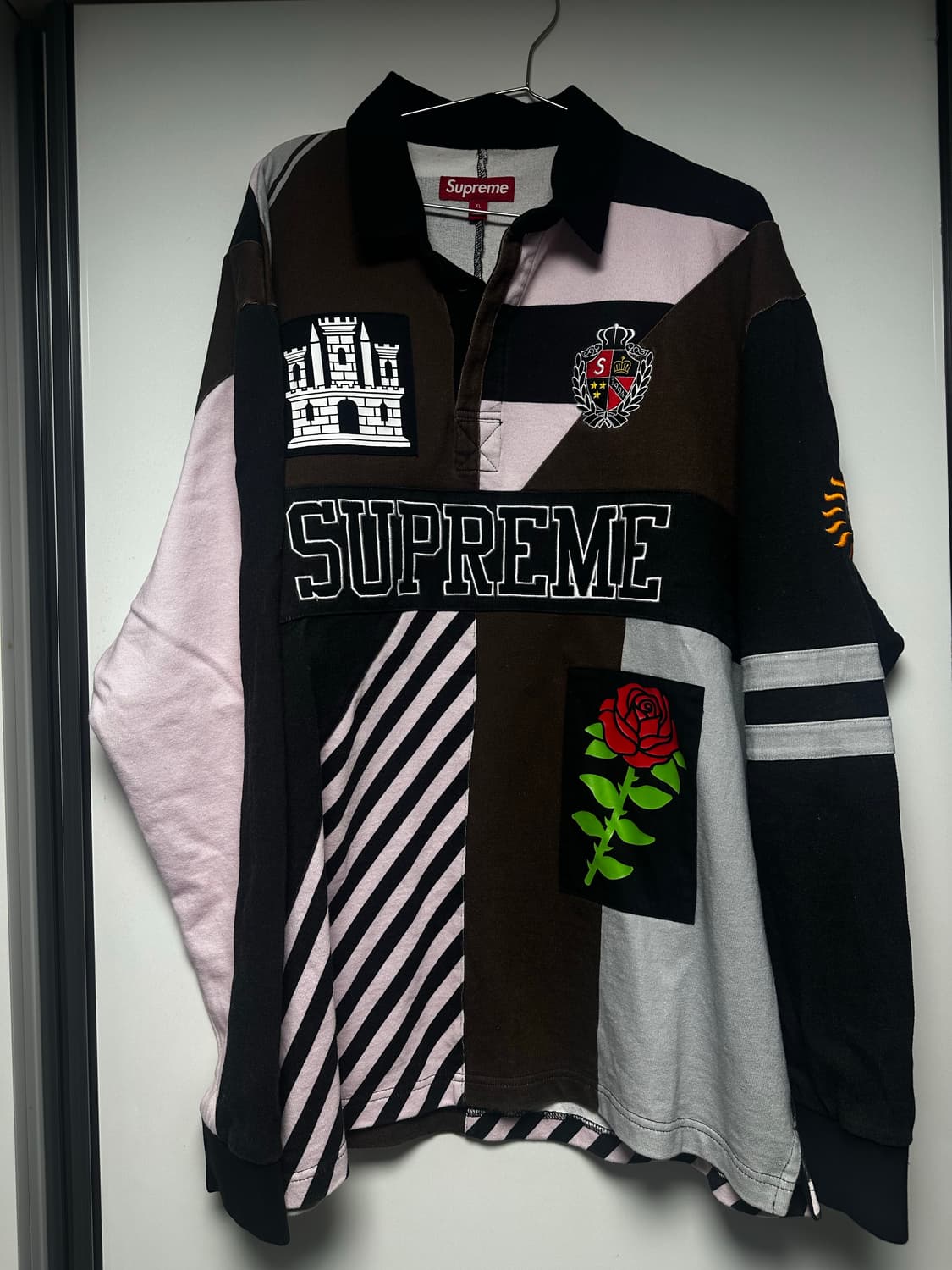 슈프림 로즈 럭비 블랙 XL 상품이미지1