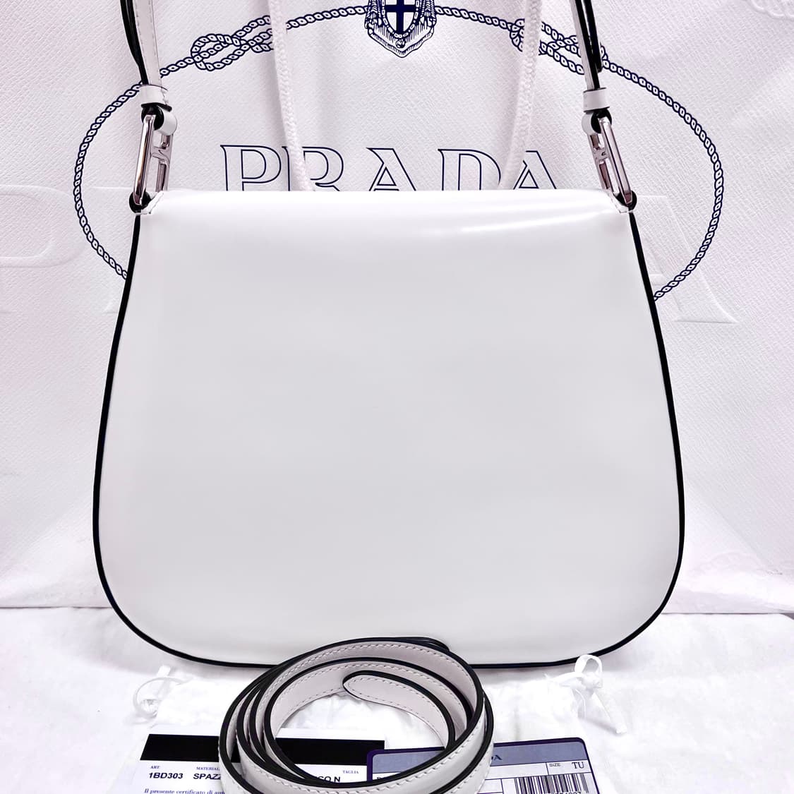 [S급/정품] 프라다 클레오 브러쉬드 화이트 숄더백 가방 상품이미지3