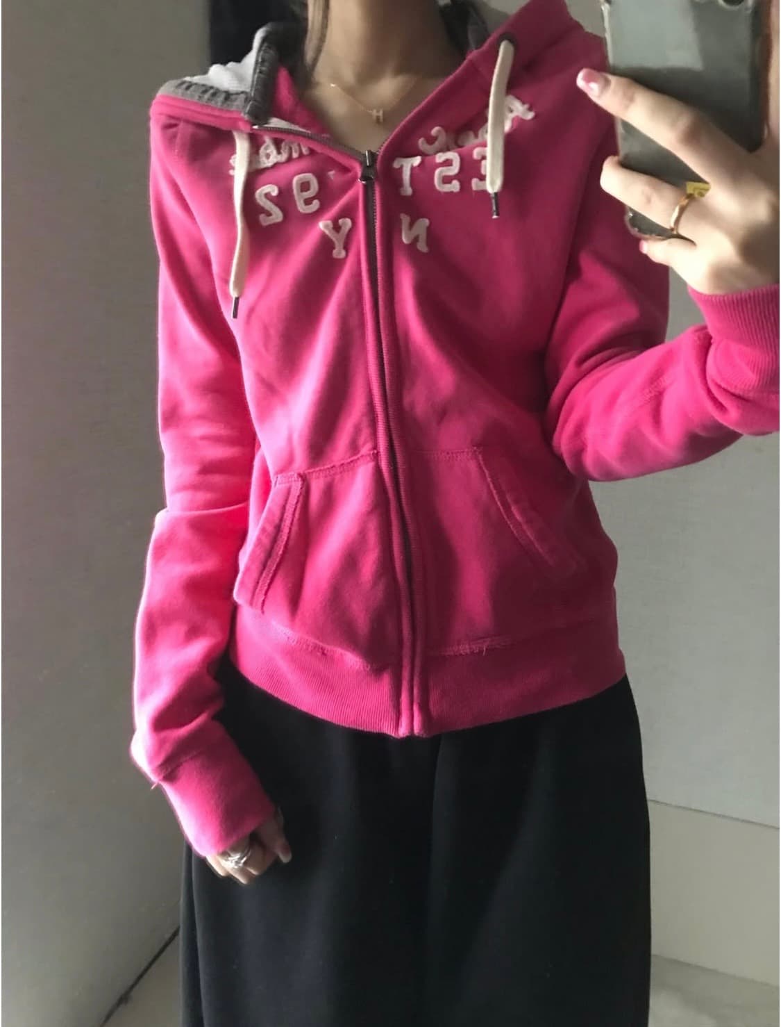 라이프이즈웻 빈티지 아베크롬비 핫핑크 후드집업 갸루 y2k 상품이미지4