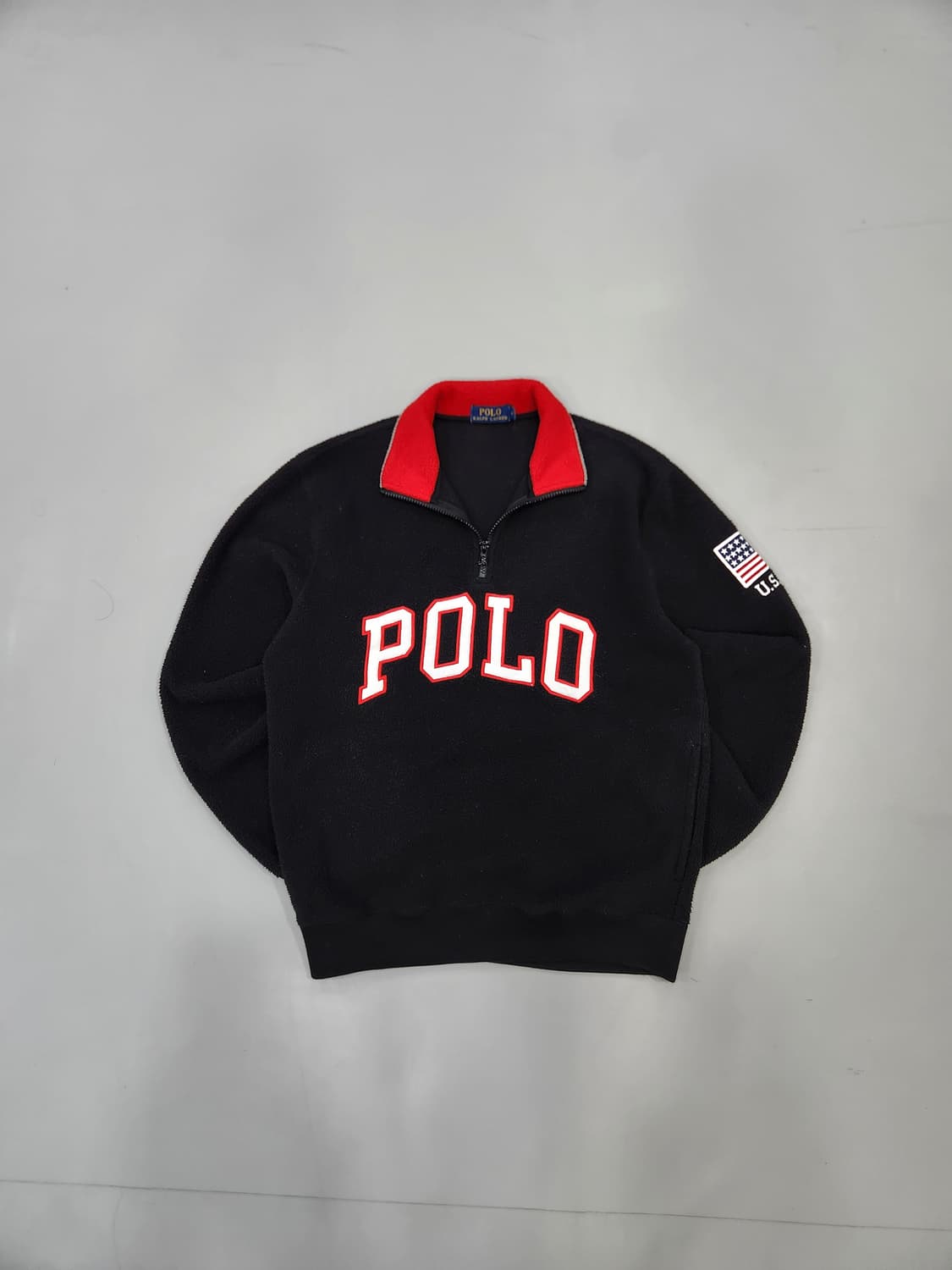 폴로 랄프로렌 90's USA 성조기 하프집업 플리스 S 상품이미지1