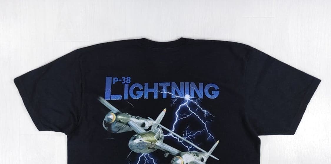 P-38 라이트닝 전투기 반팔 티셔츠 L 상품이미지2