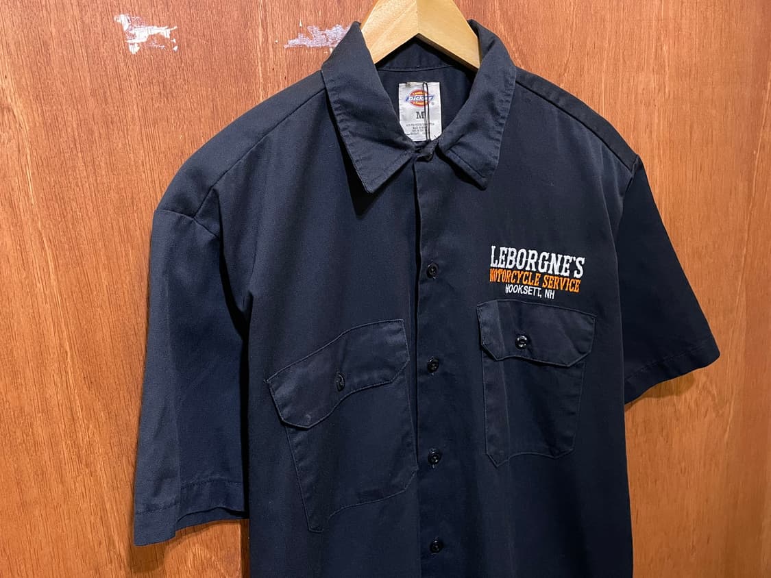 (M) Dickies 디키즈 자수 반팔 워크 셔츠 블랙 상품이미지4