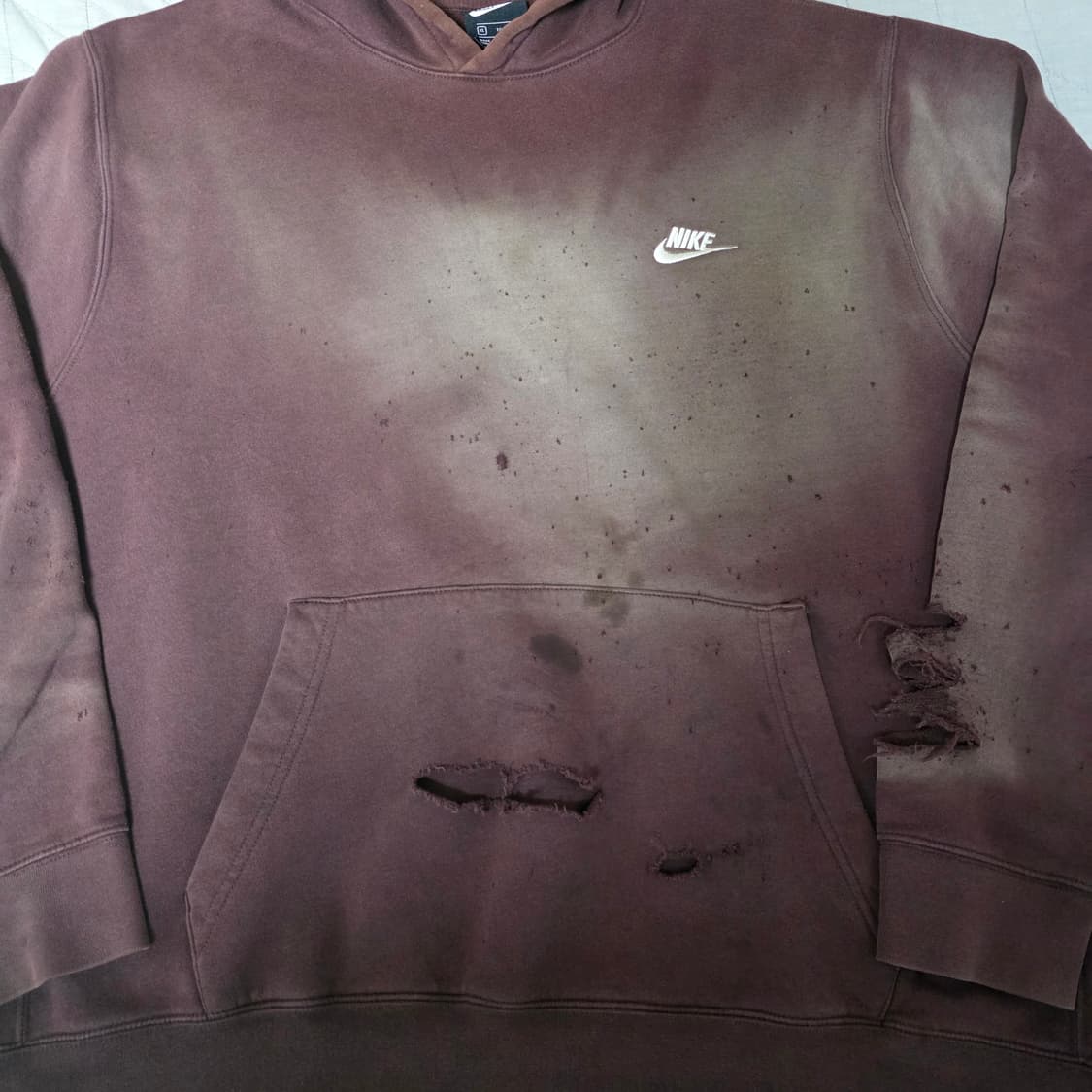 [XL] 빈티지 Y2K 나이키 브라운 데미지 후드티 트래쉬드 상품이미지2
