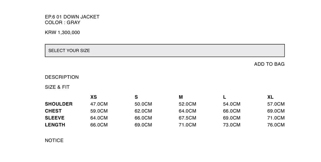 XLIM(엑슬림) - EP.6 01 DOWN JACKET GRAY 상품이미지4