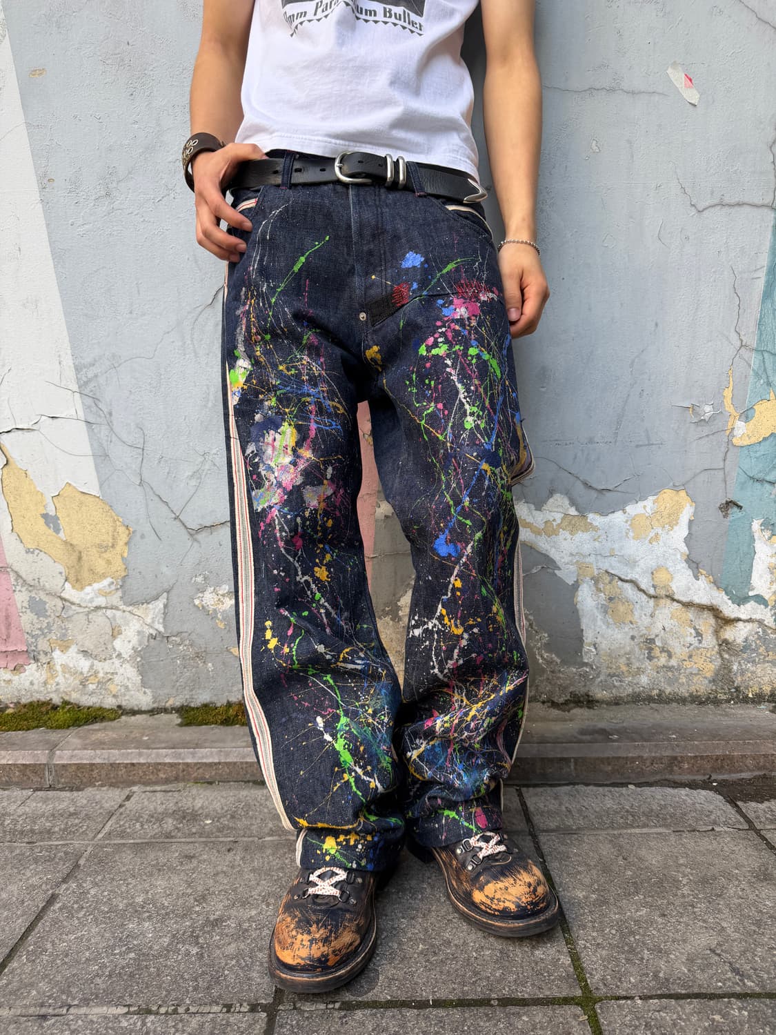 Evisu Black Cherry Splash denim pants 상품이미지1