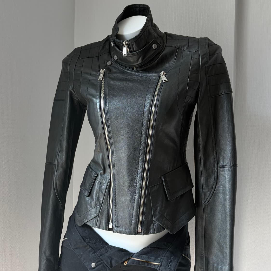 VOV 빈티지 더블 집업 레더 자켓 상품이미지2