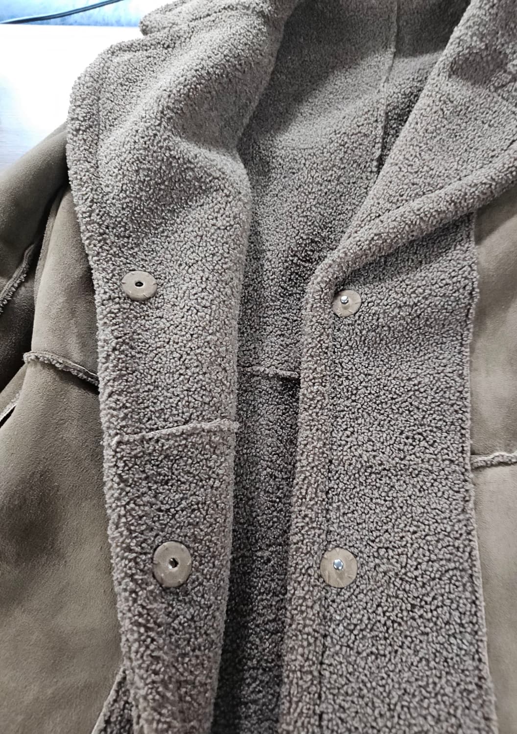 리버시블 카멜  뽀글이 무스탕  코트 L 상품이미지4