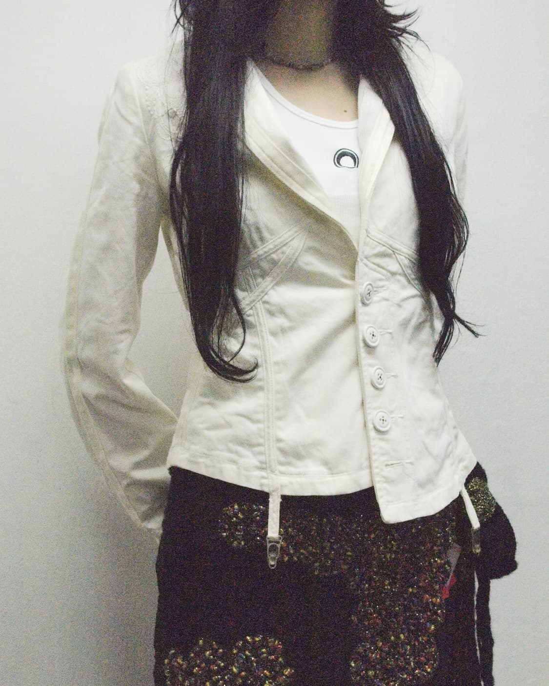 디젤 크롭컷 화이트 코튼 본디지 플라이트 자켓 상품이미지1