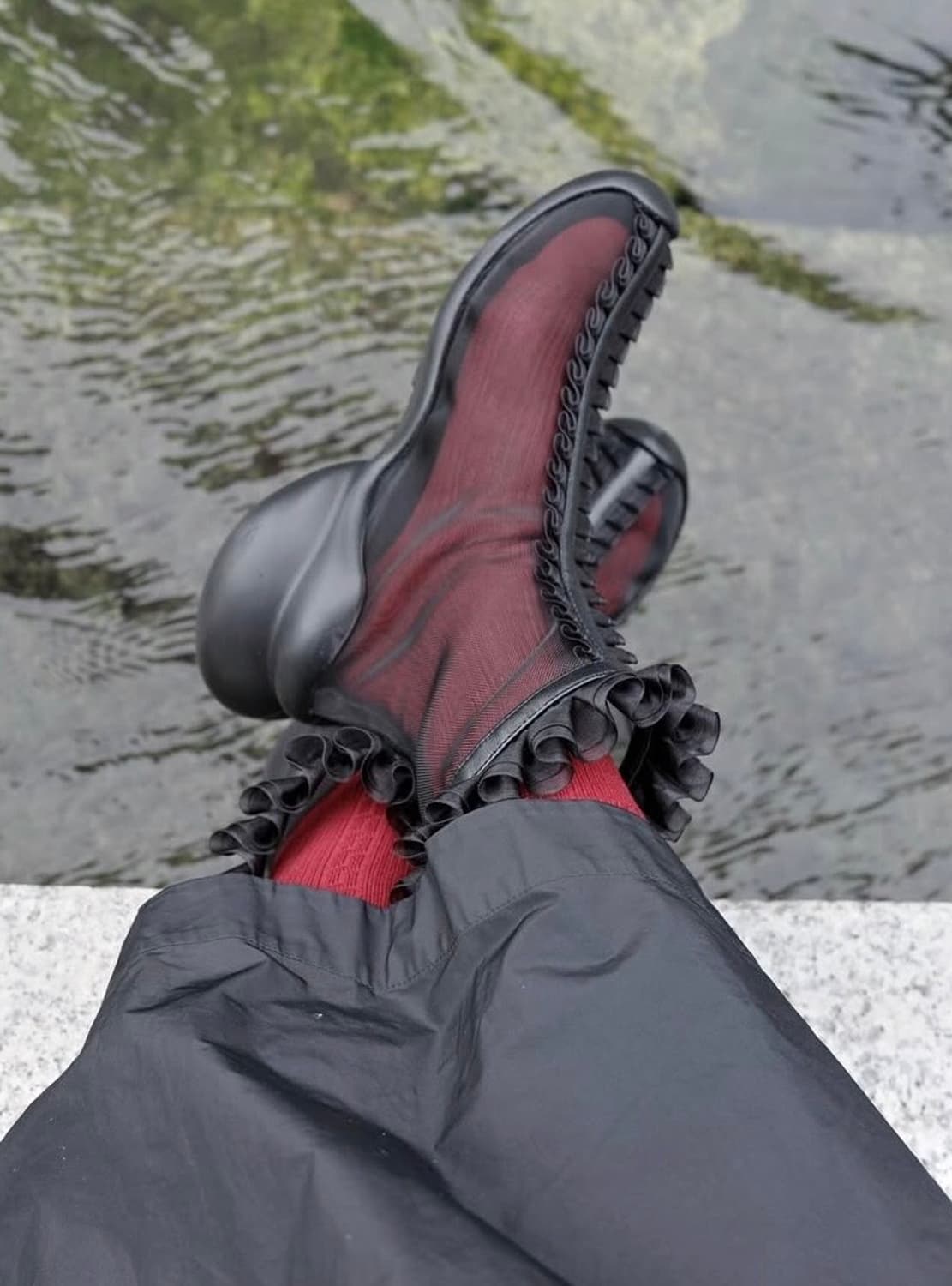 COLLINA STRADA BLACK MESH RUFL BOOTS 상품이미지9